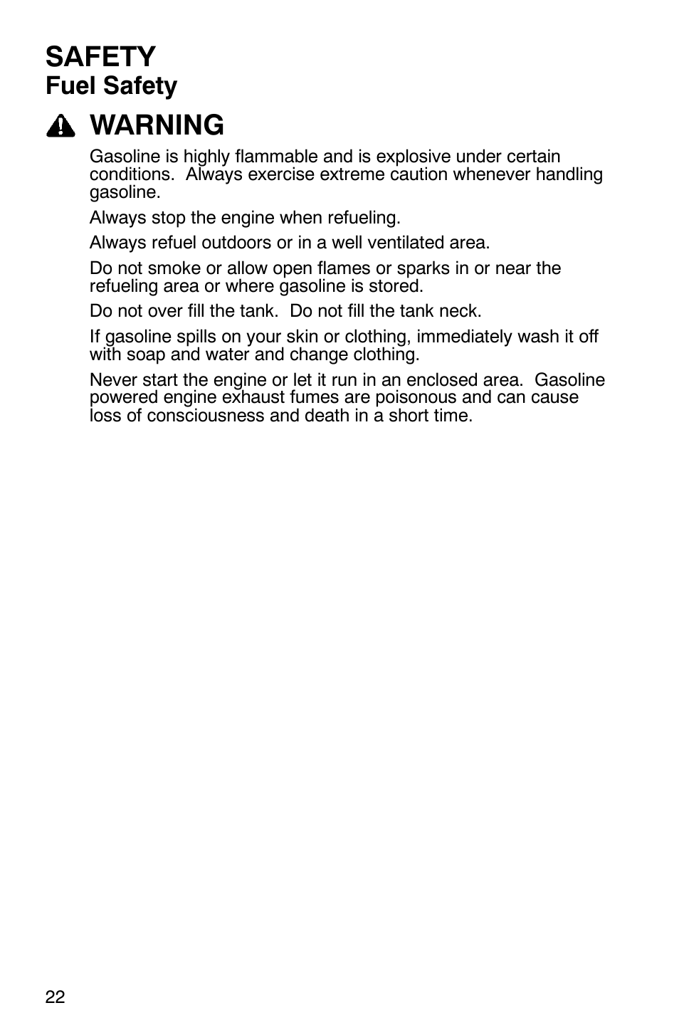 Safety, Warning, Fuel safety | Polaris RANGER XP 4X4 700 EFI User Manual | Page 25 / 122