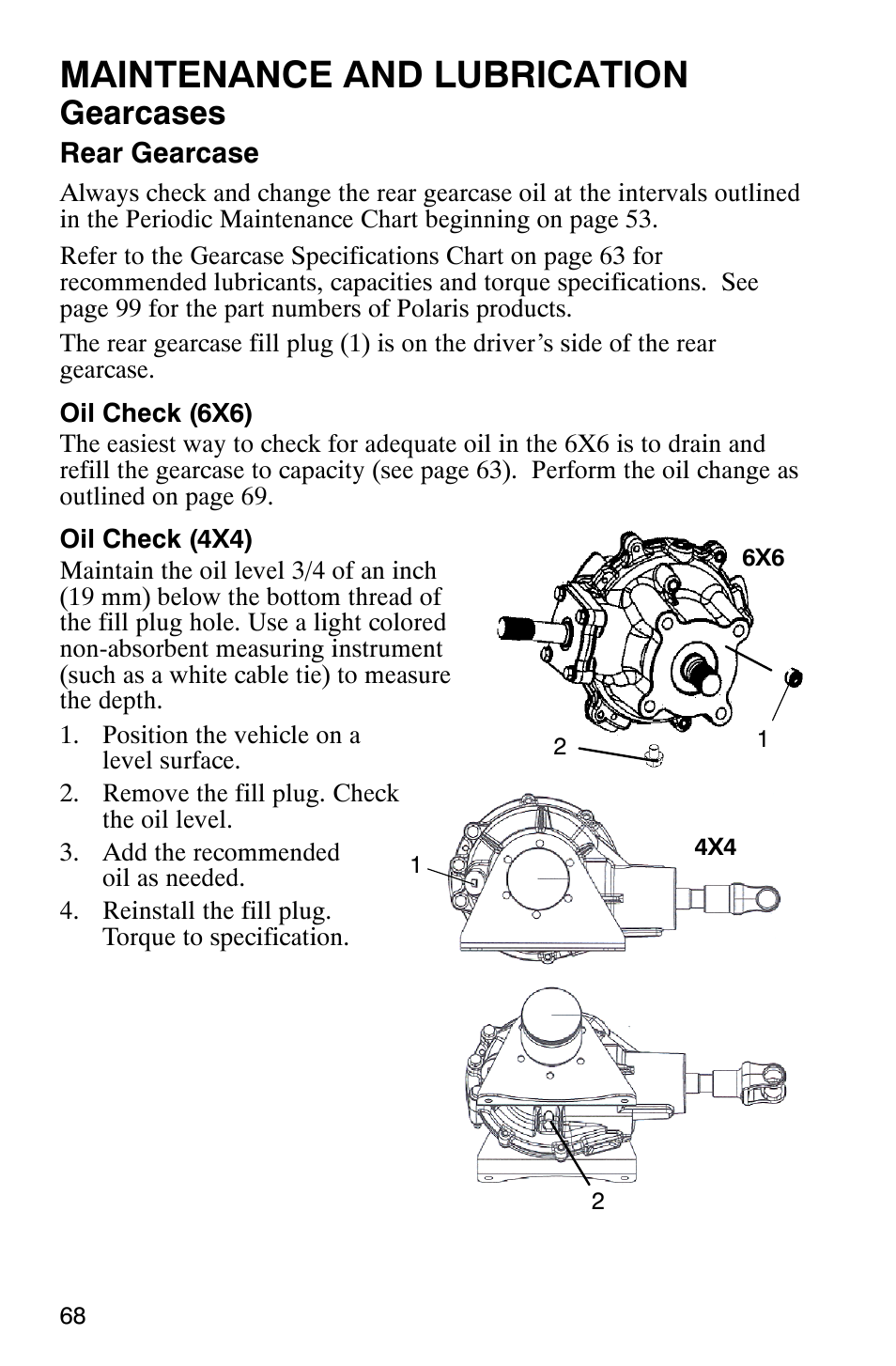 Maintenance and lubrication, Gearcases | Polaris RANGER XP 4X4 700 EFI User Manual | Page 71 / 122