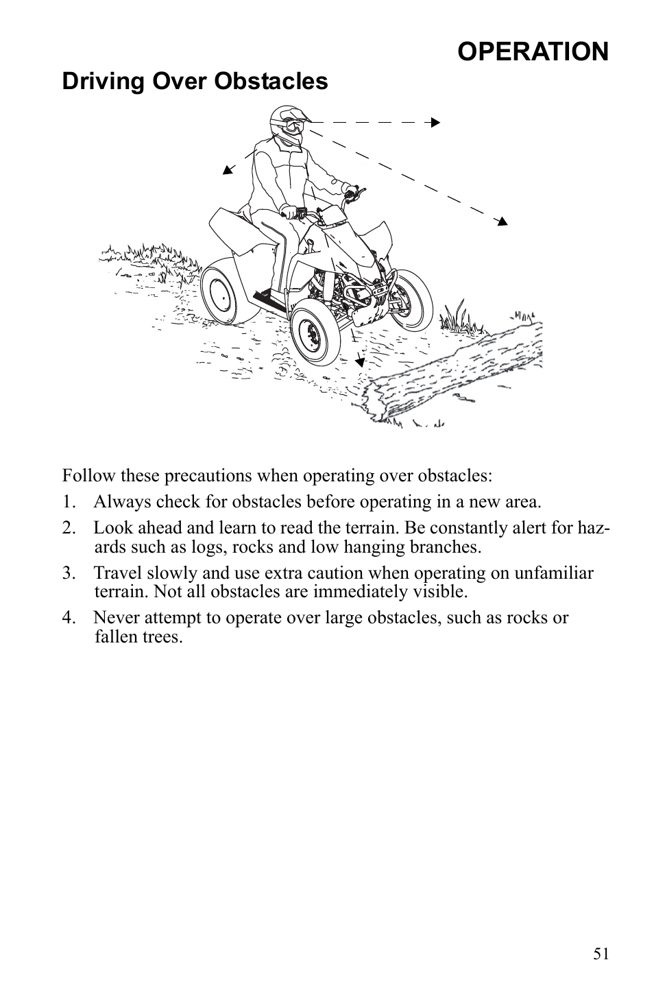 Operation, Driving over obstacles | Polaris Scrambler 9922461 User Manual | Page 55 / 133