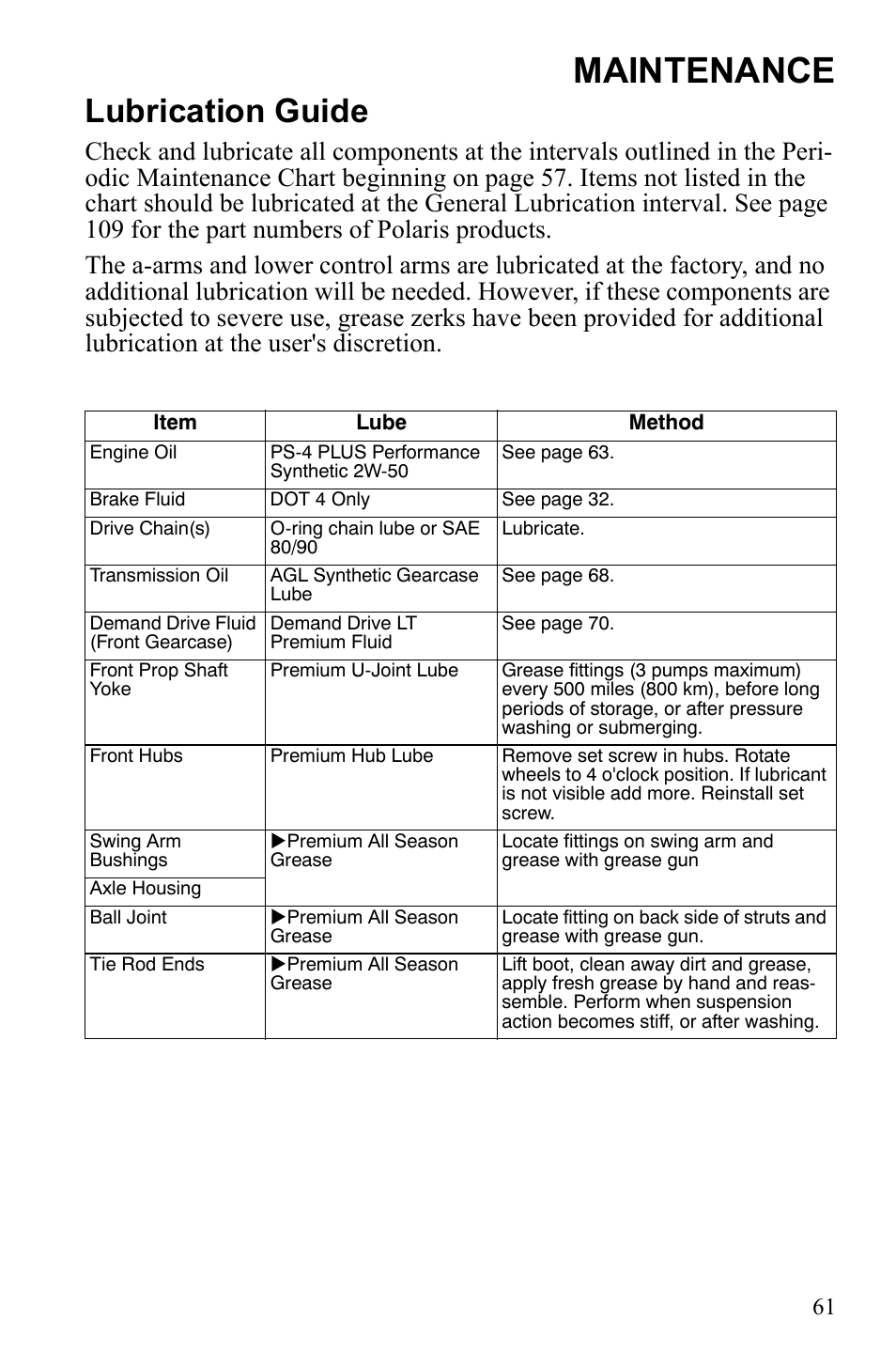 Maintenance, Lubrication guide | Polaris Scrambler 9922461 User Manual | Page 65 / 133