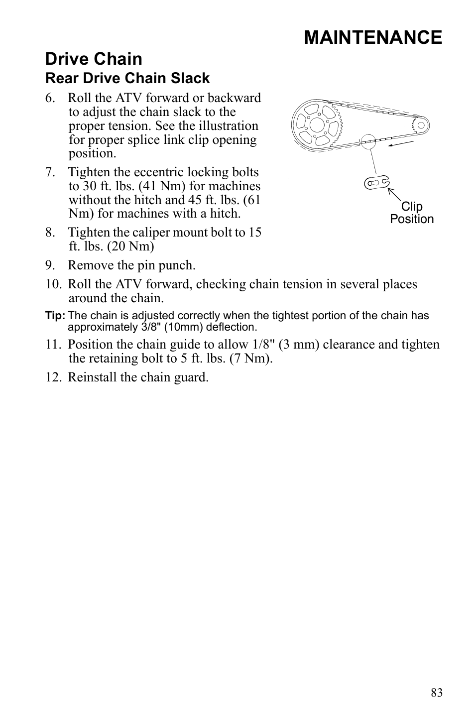 Maintenance, Drive chain | Polaris Scrambler 9922461 User Manual | Page 87 / 133