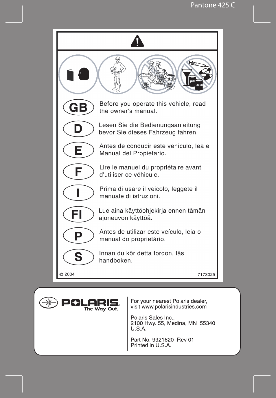 Polaris Scrambler 9921620 User Manual | Page 2 / 124