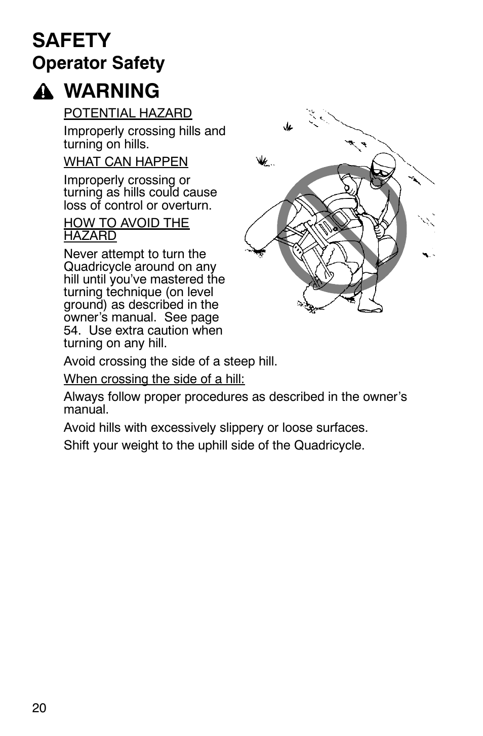 Safety, Warning, Operator safety | Polaris Scrambler 9921620 User Manual | Page 22 / 124