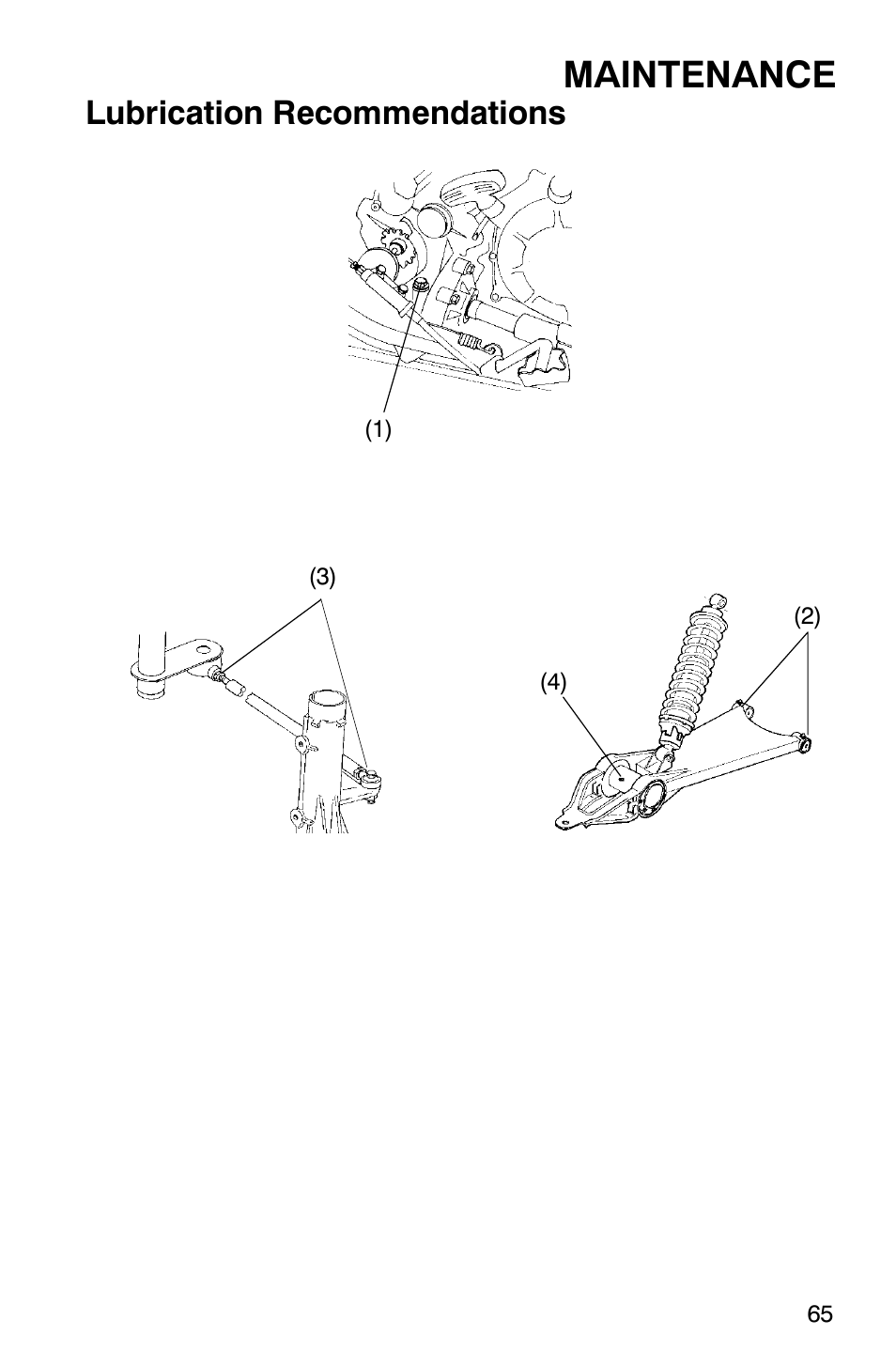 Maintenance, Lubrication recommendations | Polaris Scrambler 9921620 User Manual | Page 67 / 124