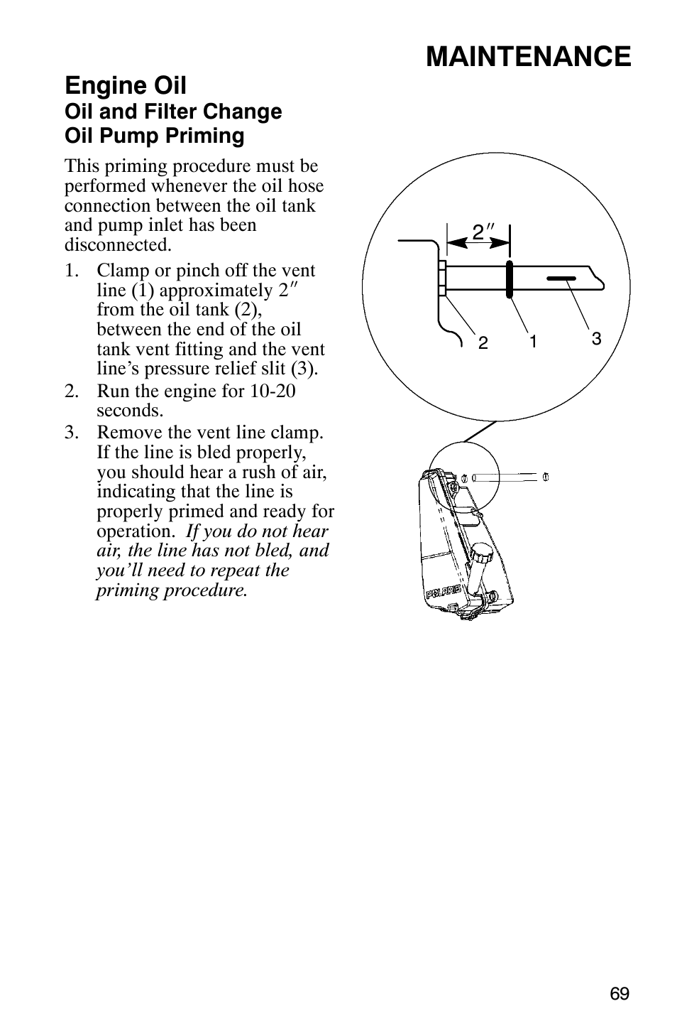 Maintenance, Engine oil | Polaris Scrambler 9921620 User Manual | Page 71 / 124