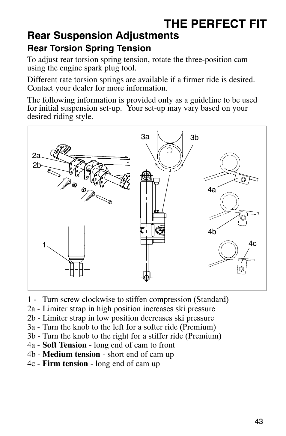 The perfect fit, Rear suspension adjustments | Polaris 600 RMK User Manual | Page 46 / 127