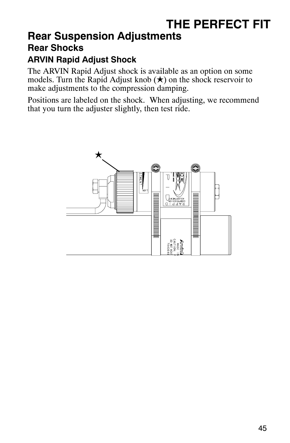 The perfect fit, Rear suspension adjustments | Polaris 600 RMK User Manual | Page 48 / 127