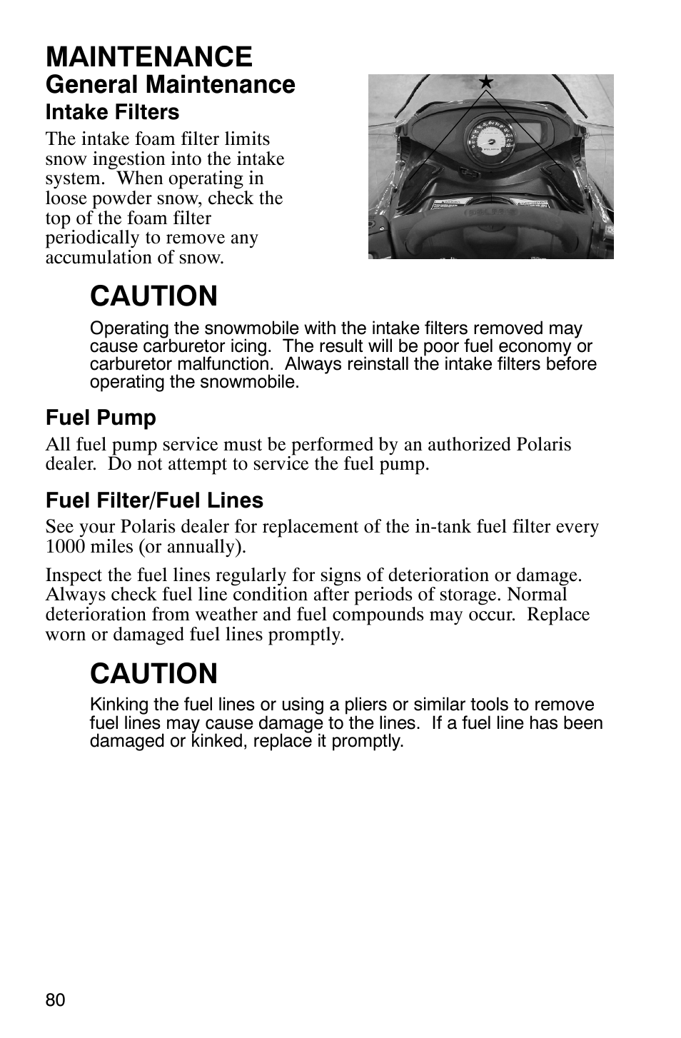 Maintenance, Caution, General maintenance | Polaris 600 RMK User Manual | Page 83 / 127