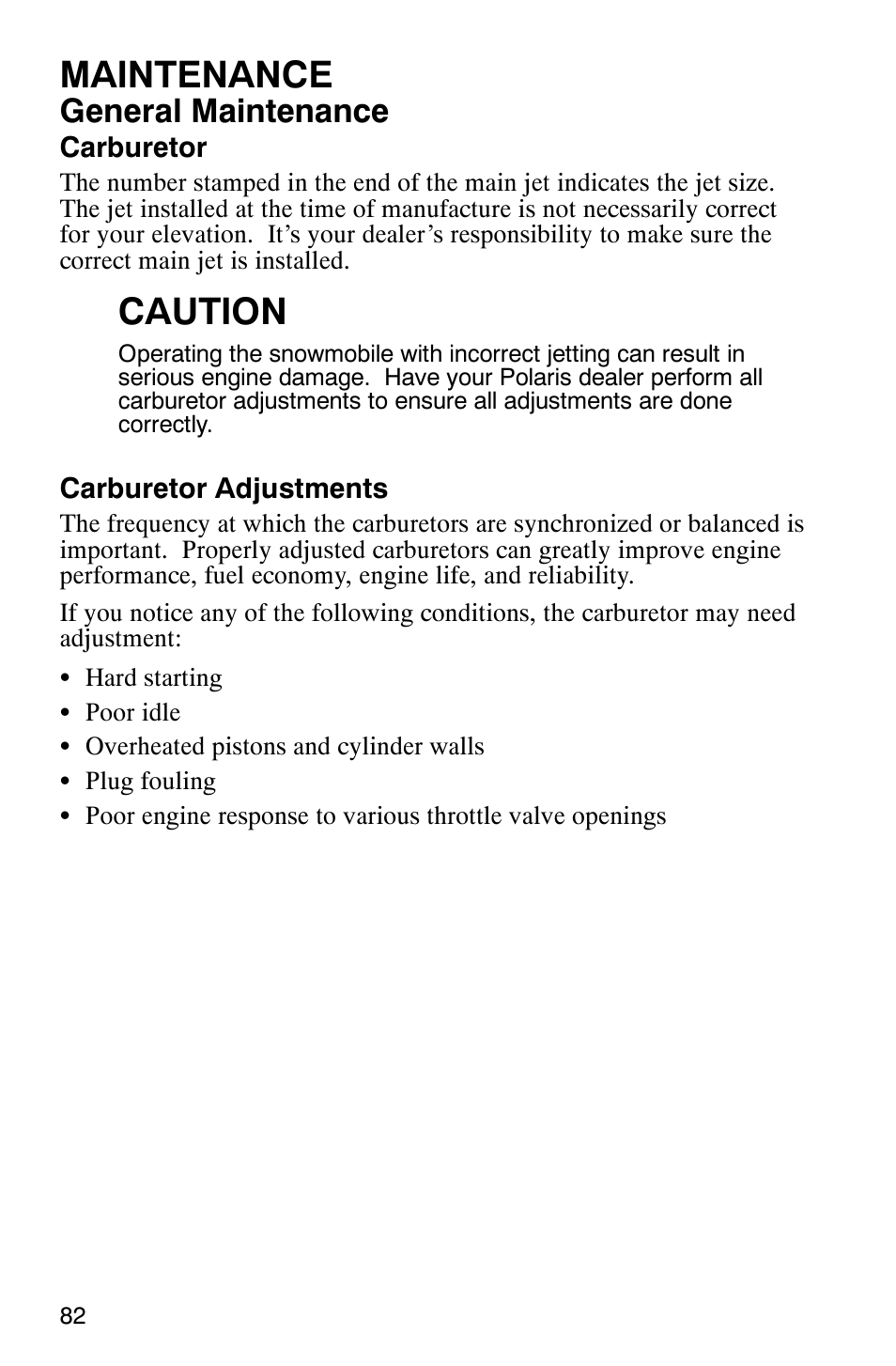 Maintenance, Caution, General maintenance | Polaris 600 RMK User Manual | Page 85 / 127