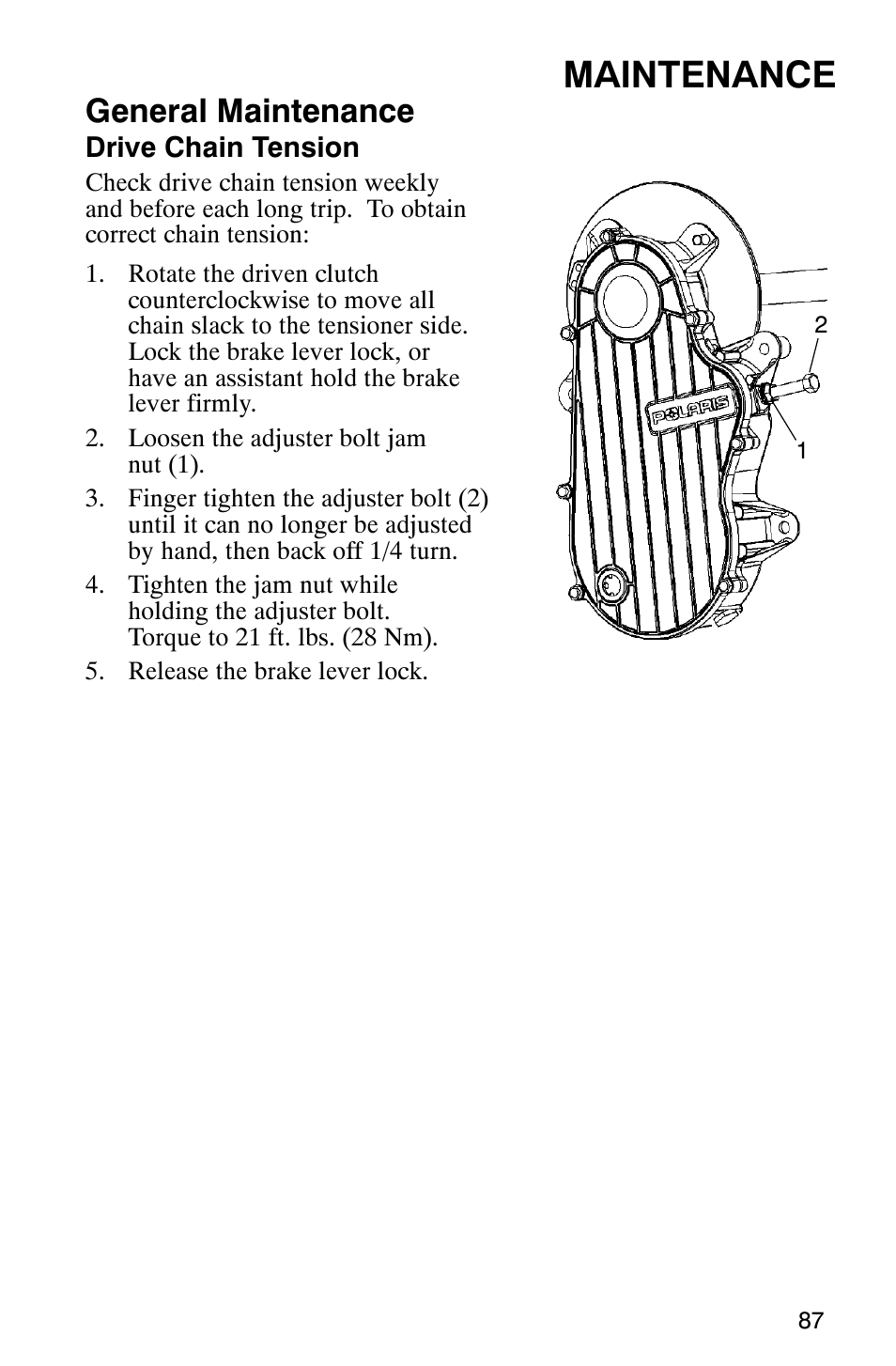 Maintenance, General maintenance | Polaris 600 RMK User Manual | Page 90 / 127