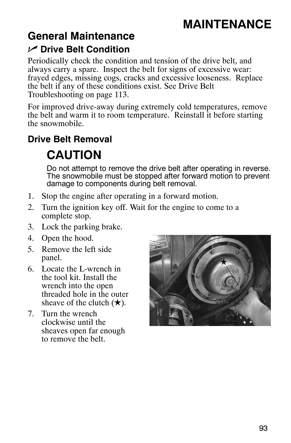 Maintenance, Caution, General maintenance n | Polaris 600 RMK User Manual | Page 96 / 127