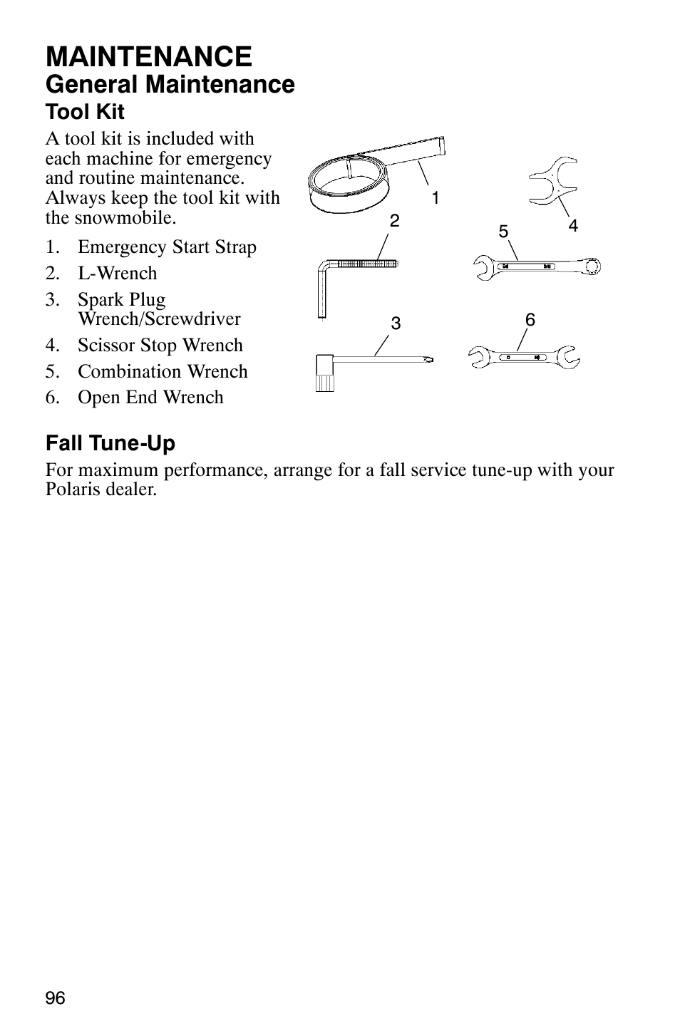 Maintenance, General maintenance | Polaris 600 RMK User Manual | Page 99 / 127