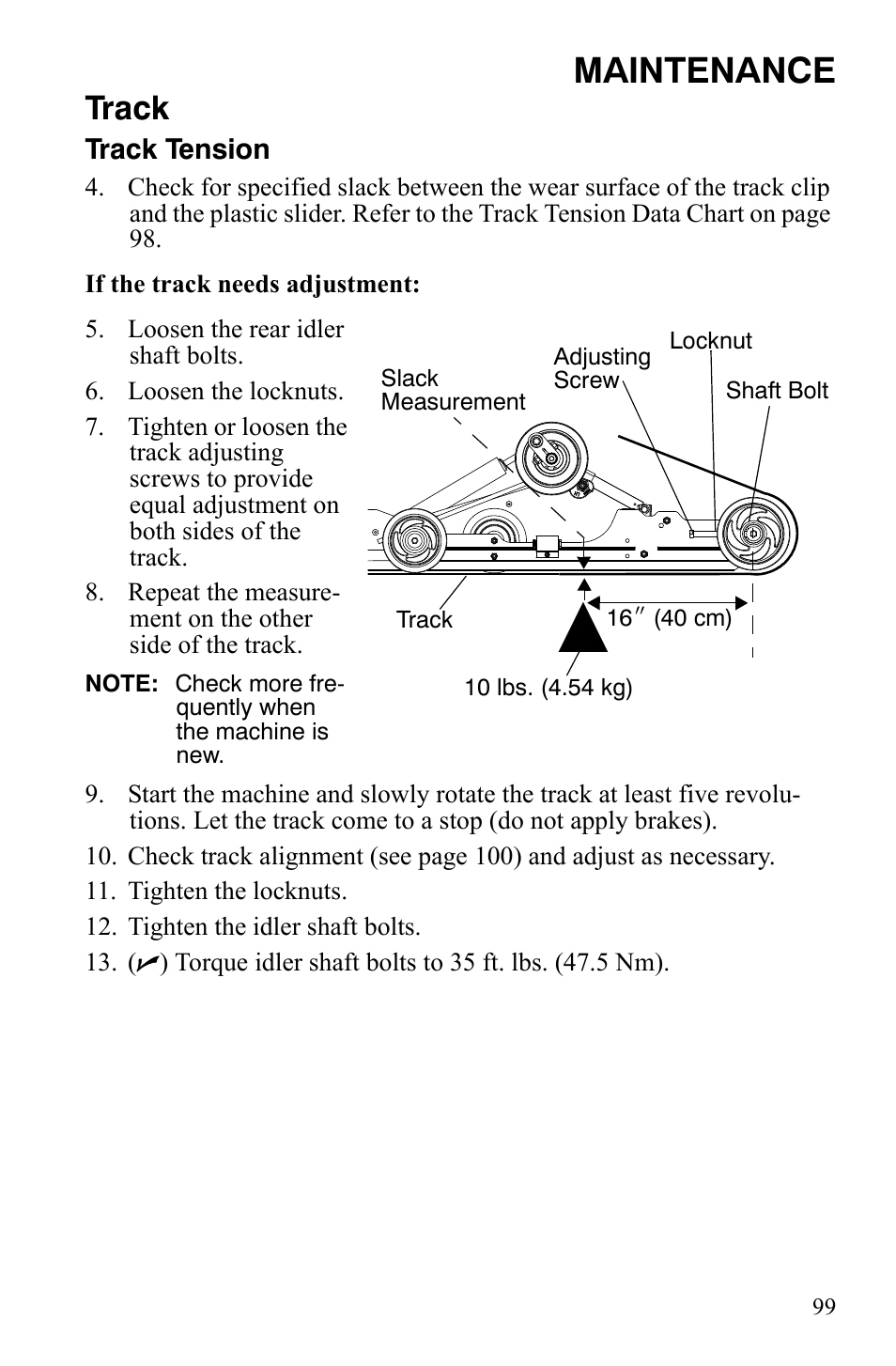 Maintenance, Track | Polaris 550 Transport User Manual | Page 102 / 139