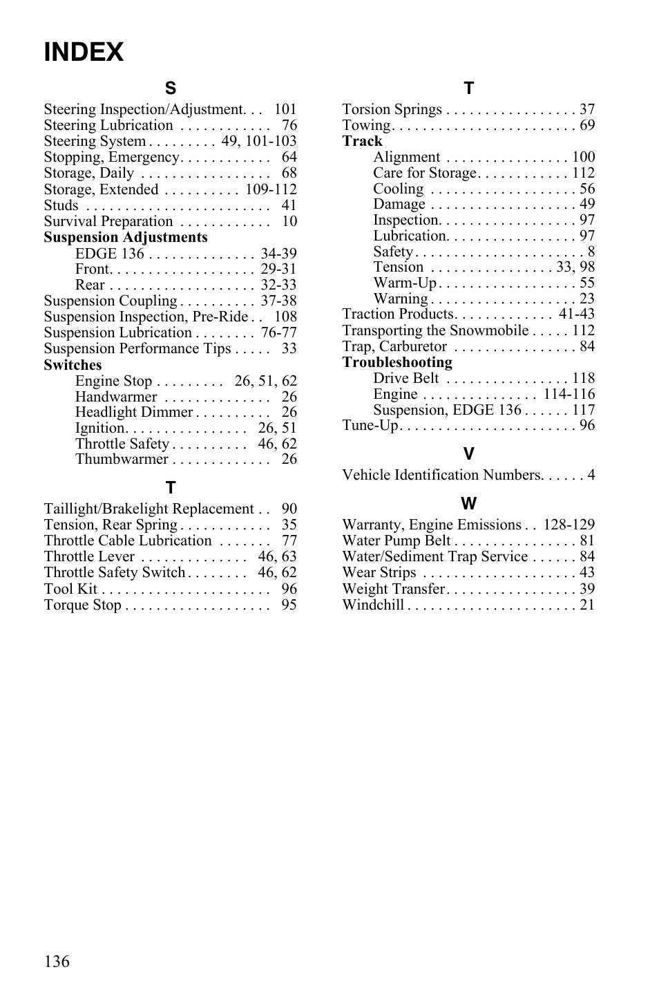 Index | Polaris 550 Transport User Manual | Page 139 / 139