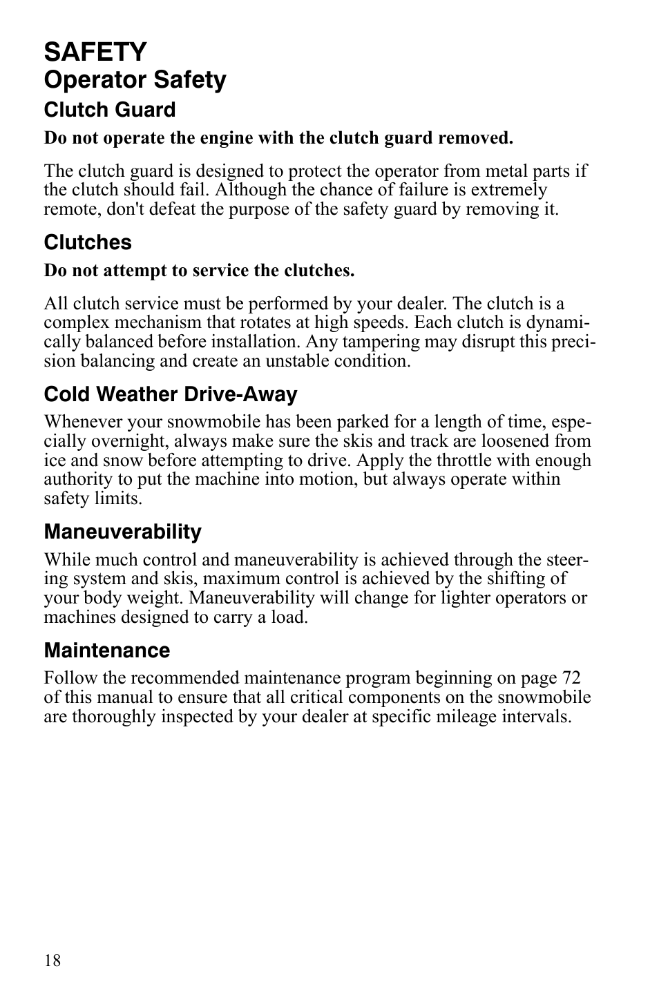 Safety, Operator safety | Polaris 550 Transport User Manual | Page 21 / 139