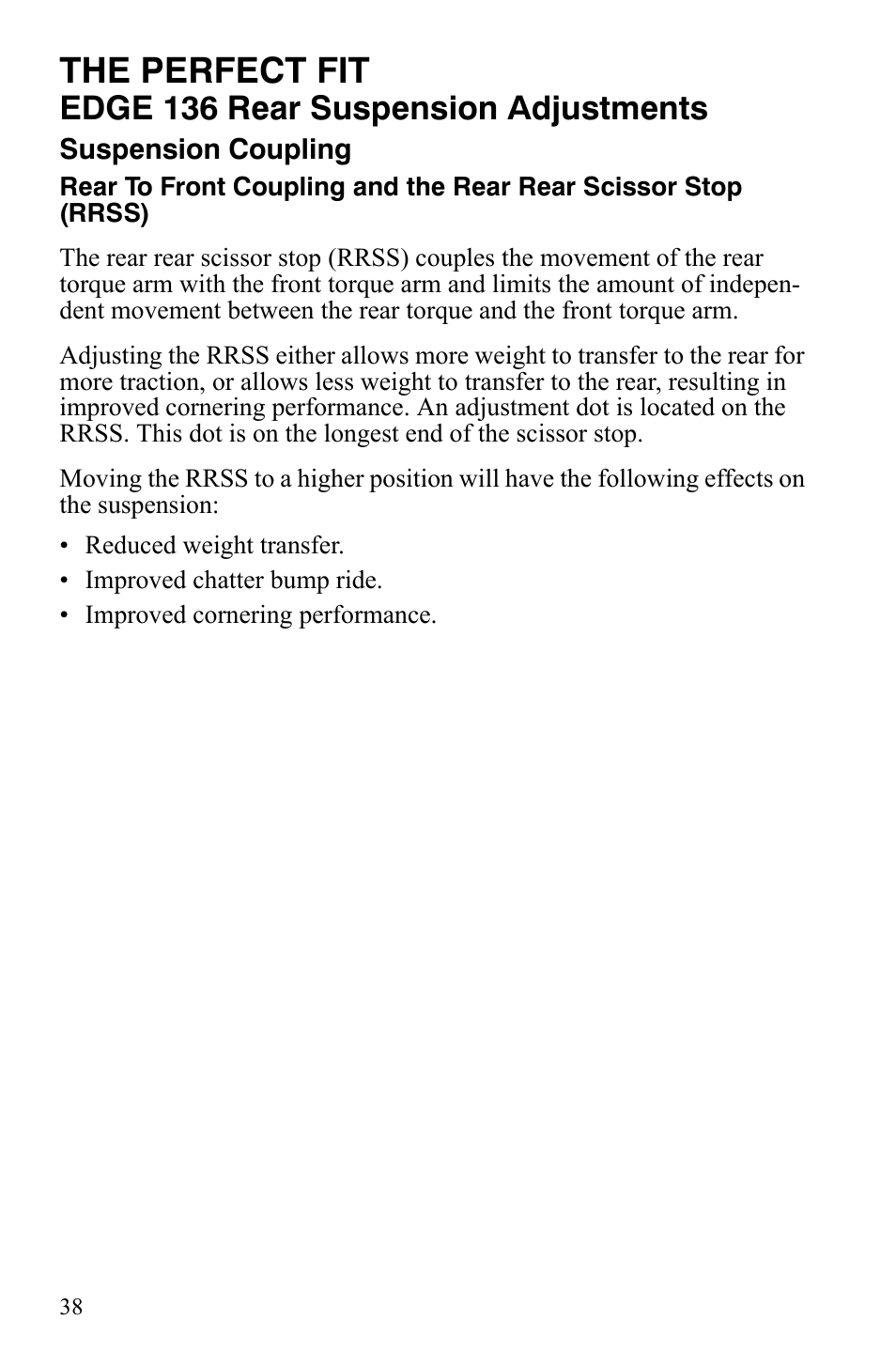 The perfect fit, Edge 136 rear suspension adjustments | Polaris 550 Transport User Manual | Page 41 / 139