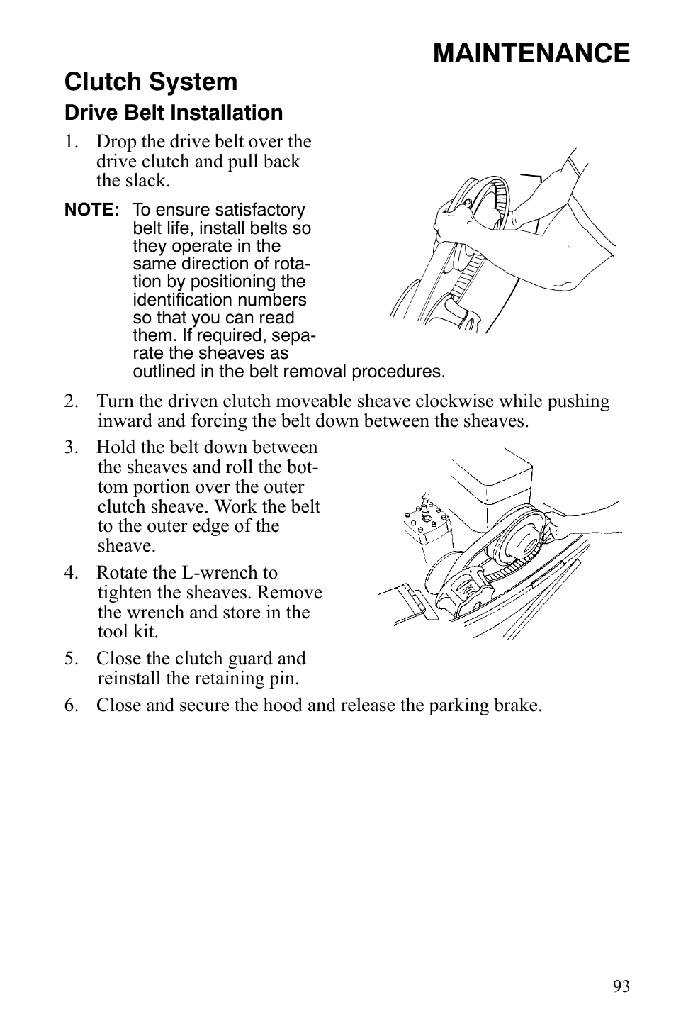 Maintenance, Clutch system | Polaris 550 Transport User Manual | Page 96 / 139
