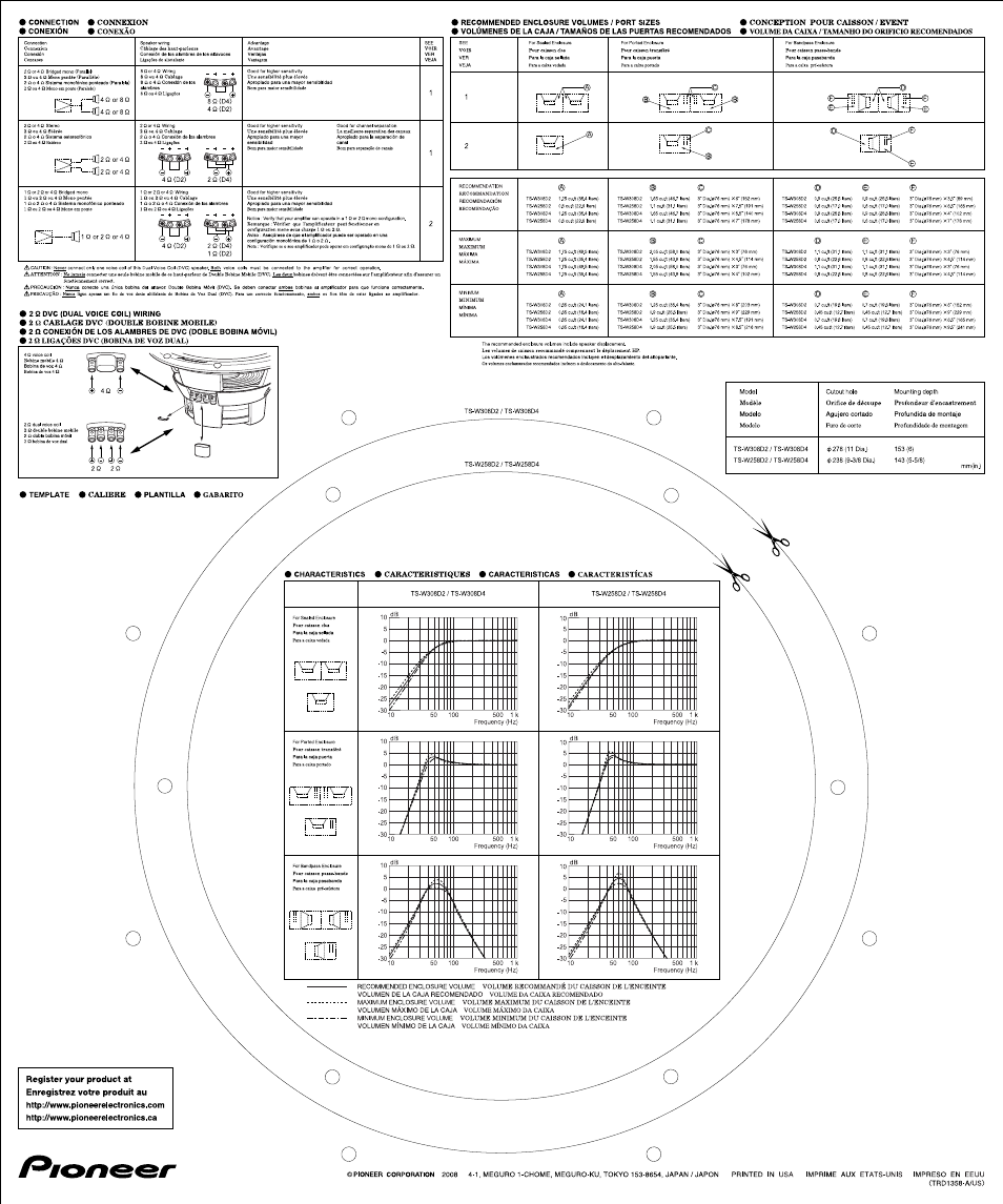 I connection i conexión, I connexion, Iconexâo | I template, Calibre, 2q 2q | Pioneer Pioneer Car Use Componet Subwoofer TS-W308D2 User Manual | Page 2 / 2