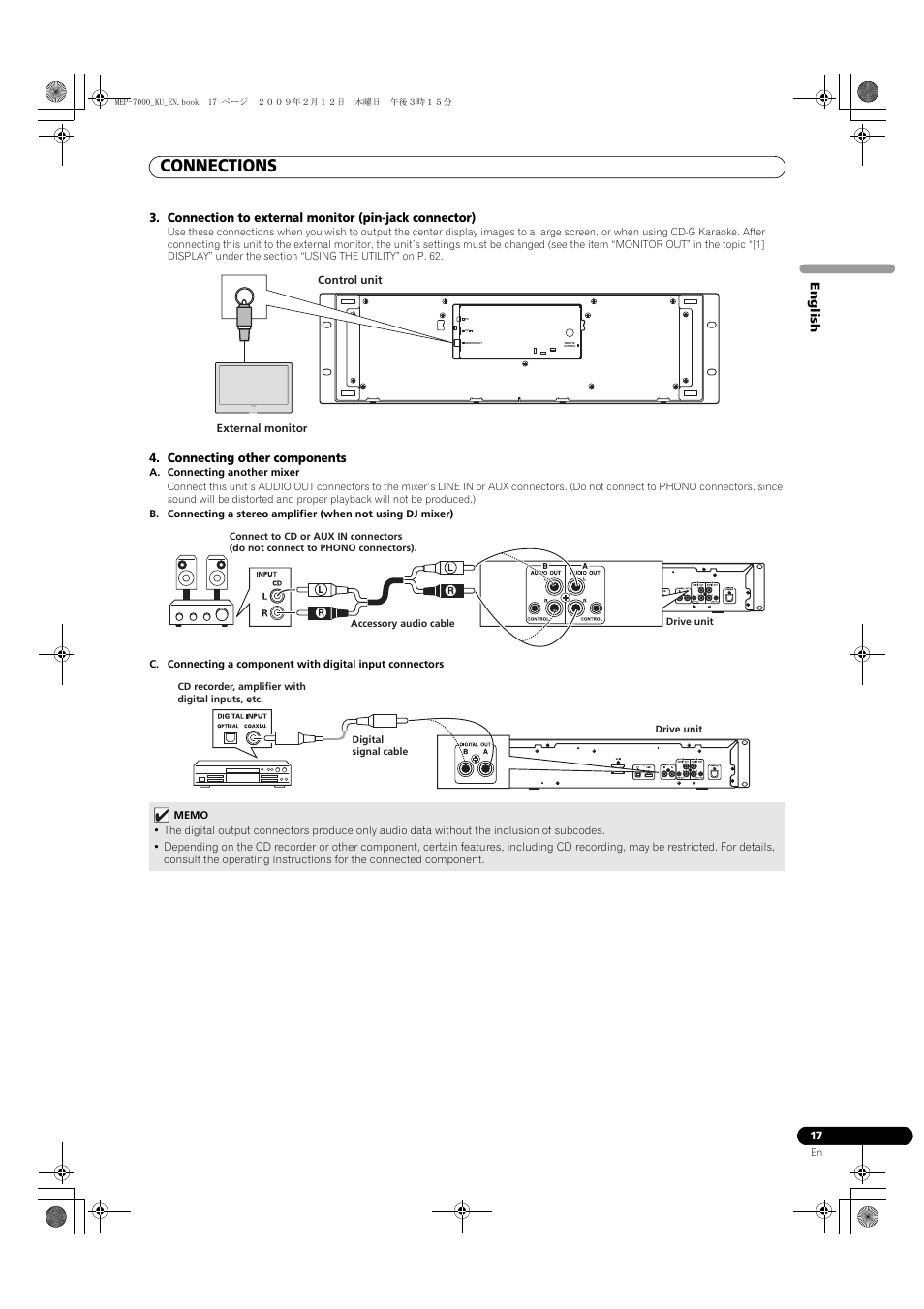 Connections, Connecting other components | Pioneer Pioneer Multi Entertainment Player MEP-7000 User Manual | Page 17 / 72