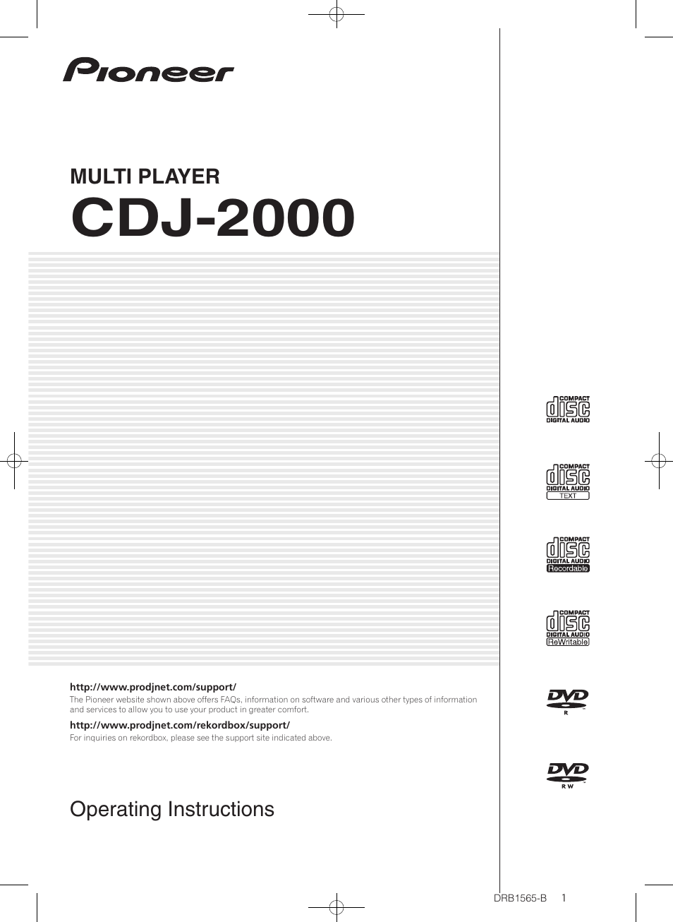 Pioneer Pioneer Multi Player CDJ-2000 User Manual | 32 pages