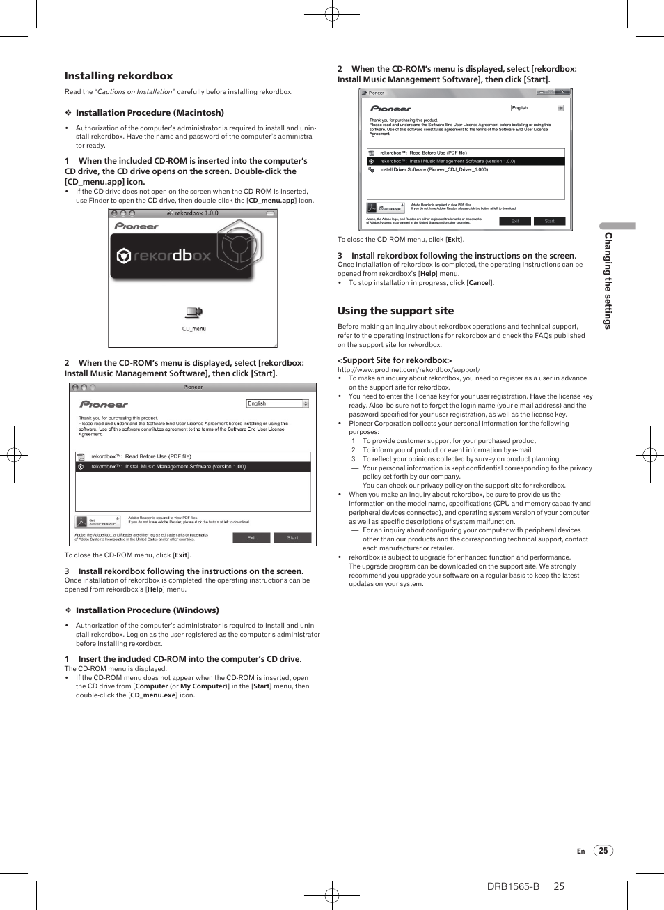 Installing rekordbox, Using the support site | Pioneer Pioneer Multi Player CDJ-2000 User Manual | Page 25 / 32