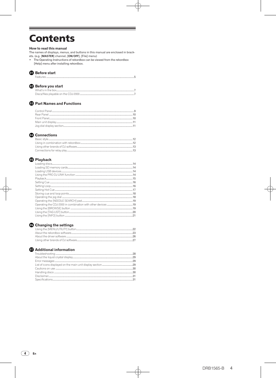 Pioneer Pioneer Multi Player CDJ-2000 User Manual | Page 4 / 32