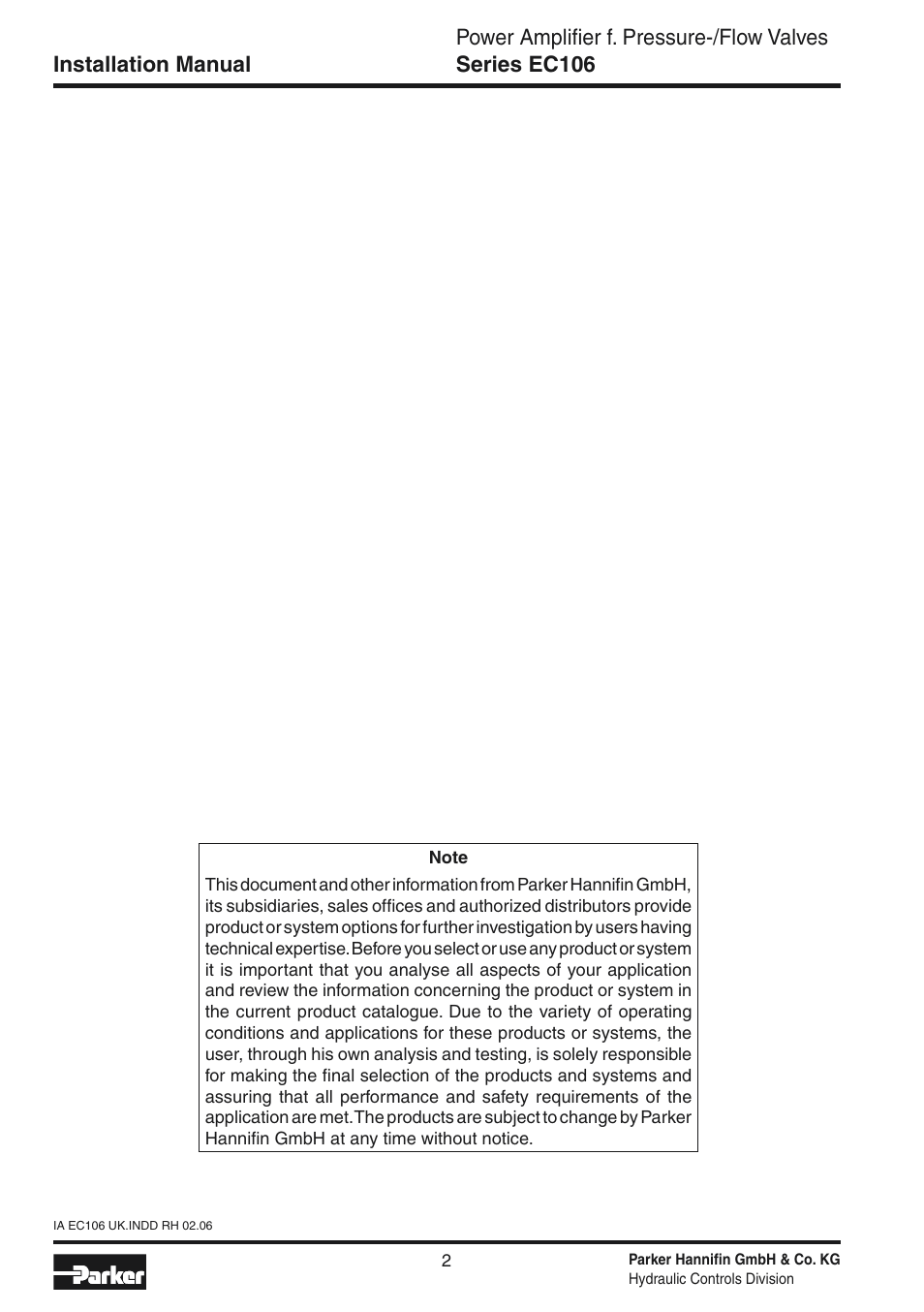Parker Hannifin EC106 User Manual | Page 2 / 8