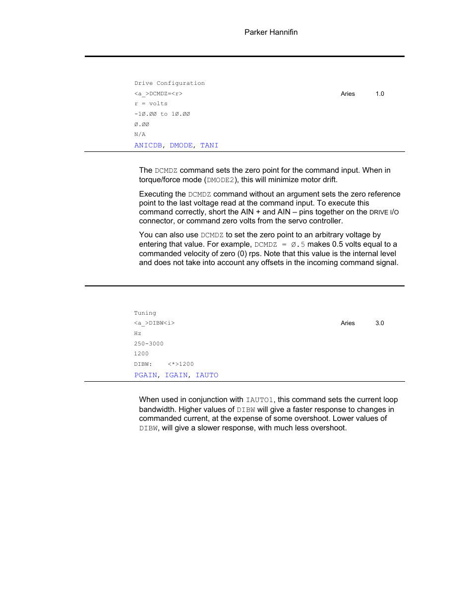 Dcmdz, Dibw | Parker Hannifin 88-021610-01G User Manual | Page 101 / 208