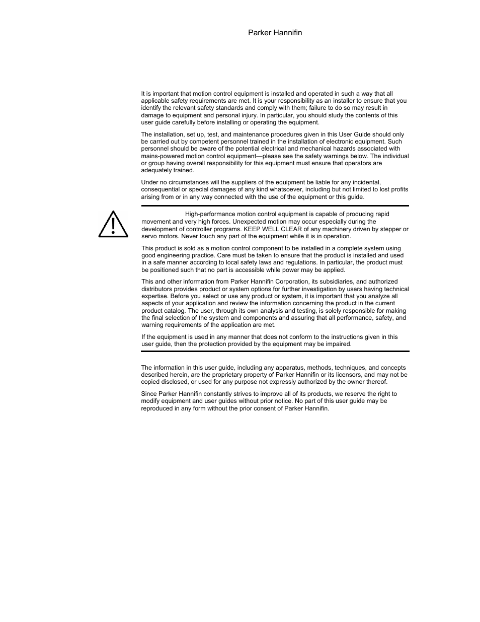 Important user information | Parker Hannifin 88-021610-01G User Manual | Page 11 / 208