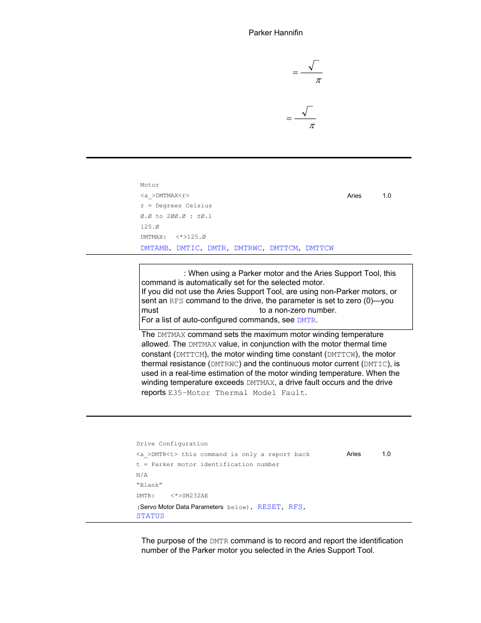 Dmtr, Dmtmax | Parker Hannifin 88-021610-01G User Manual | Page 112 / 208