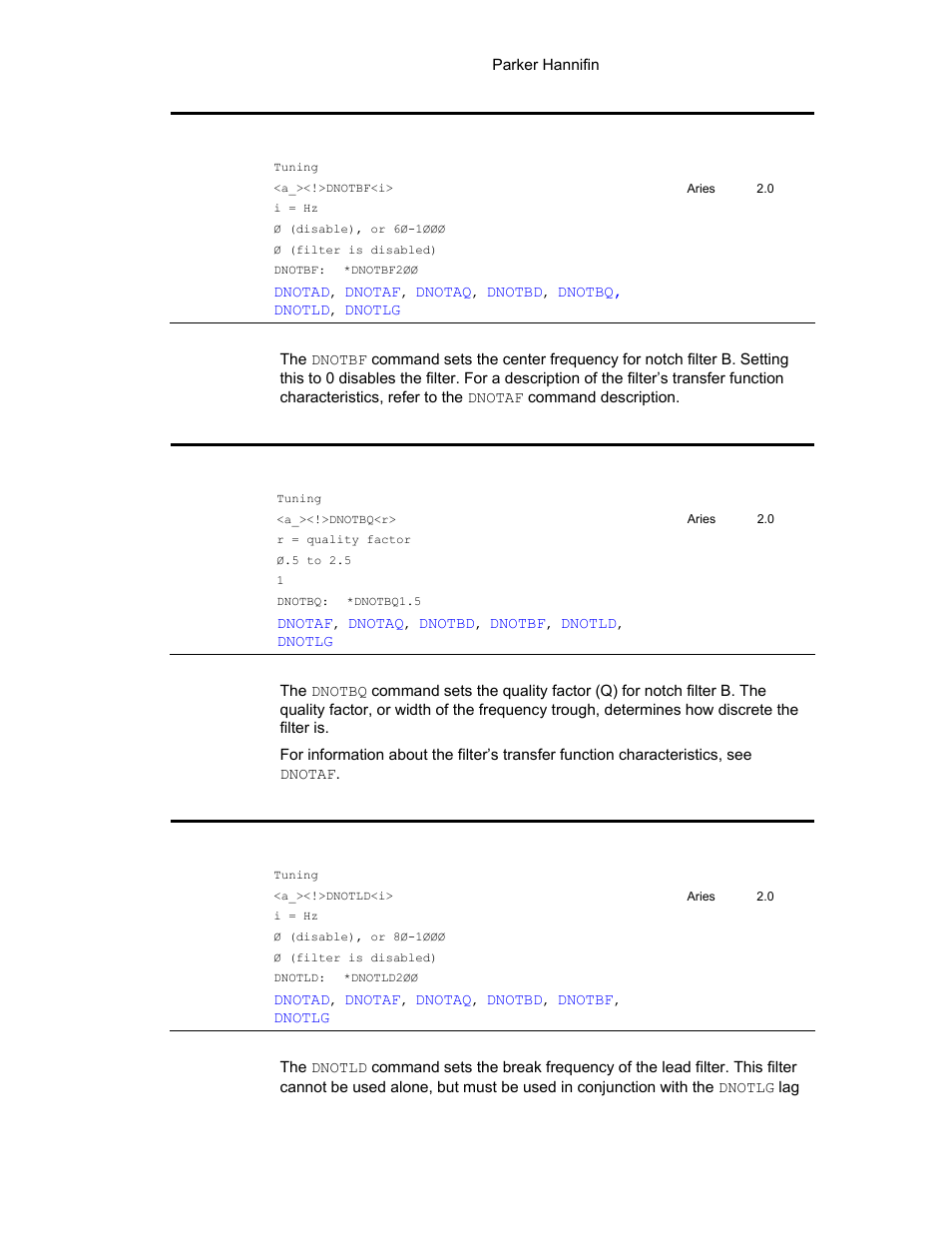 Dnotbf, Dnotbq, dnotld, Dnotbq | Dnotld | Parker Hannifin 88-021610-01G User Manual | Page 122 / 208