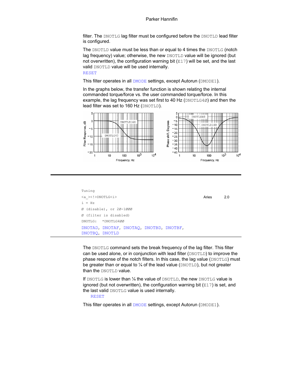 Figure 47 notch lead filter break frequency, Dnotlg | Parker Hannifin 88-021610-01G User Manual | Page 123 / 208