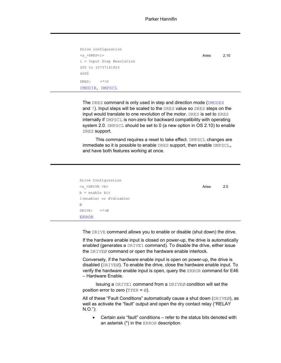 Drive, Dres | Parker Hannifin 88-021610-01G User Manual | Page 125 / 208