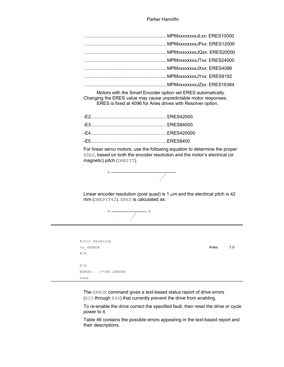 Error | Parker Hannifin 88-021610-01G User Manual | Page 129 / 208