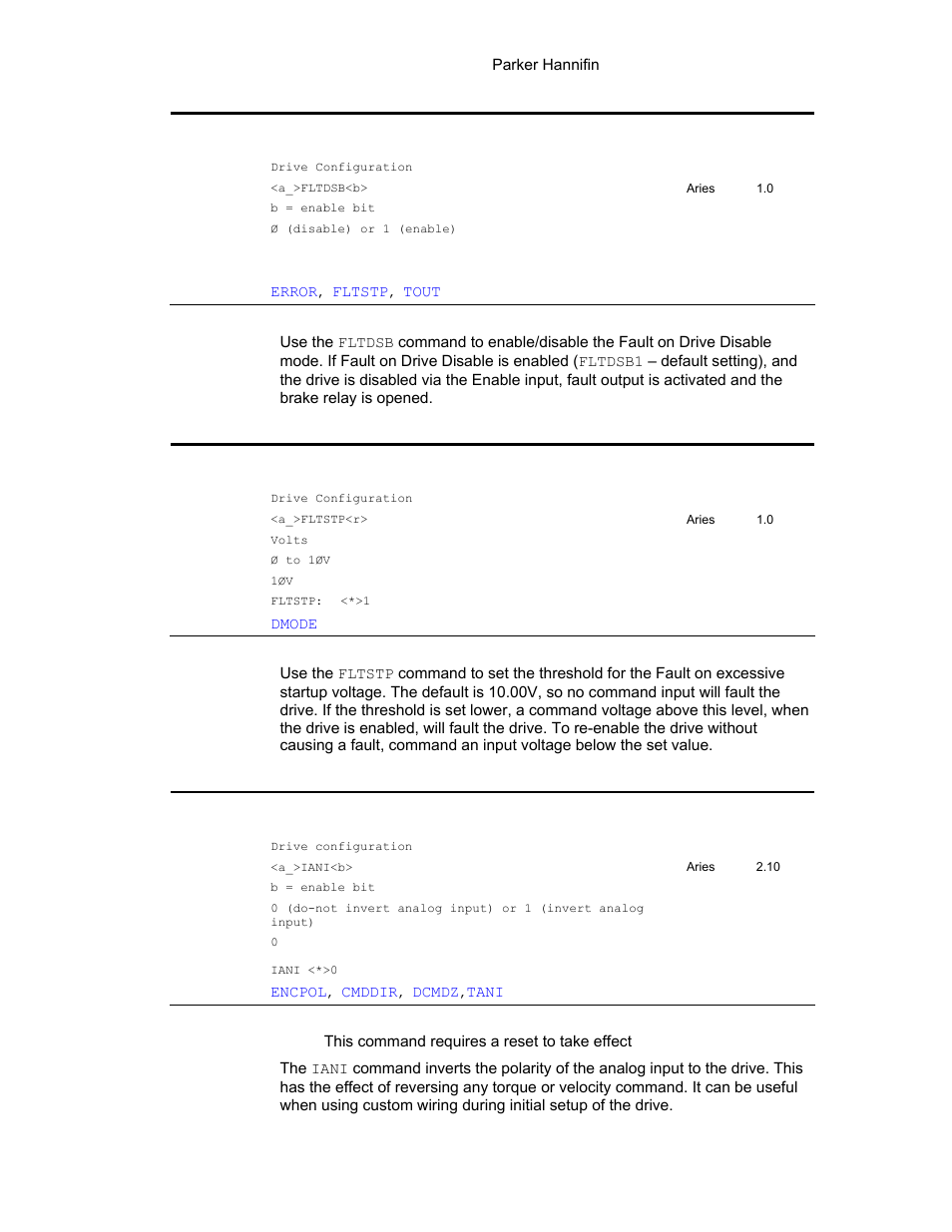 Iani, Fltdsb, Fltstp | Parker Hannifin 88-021610-01G User Manual | Page 133 / 208