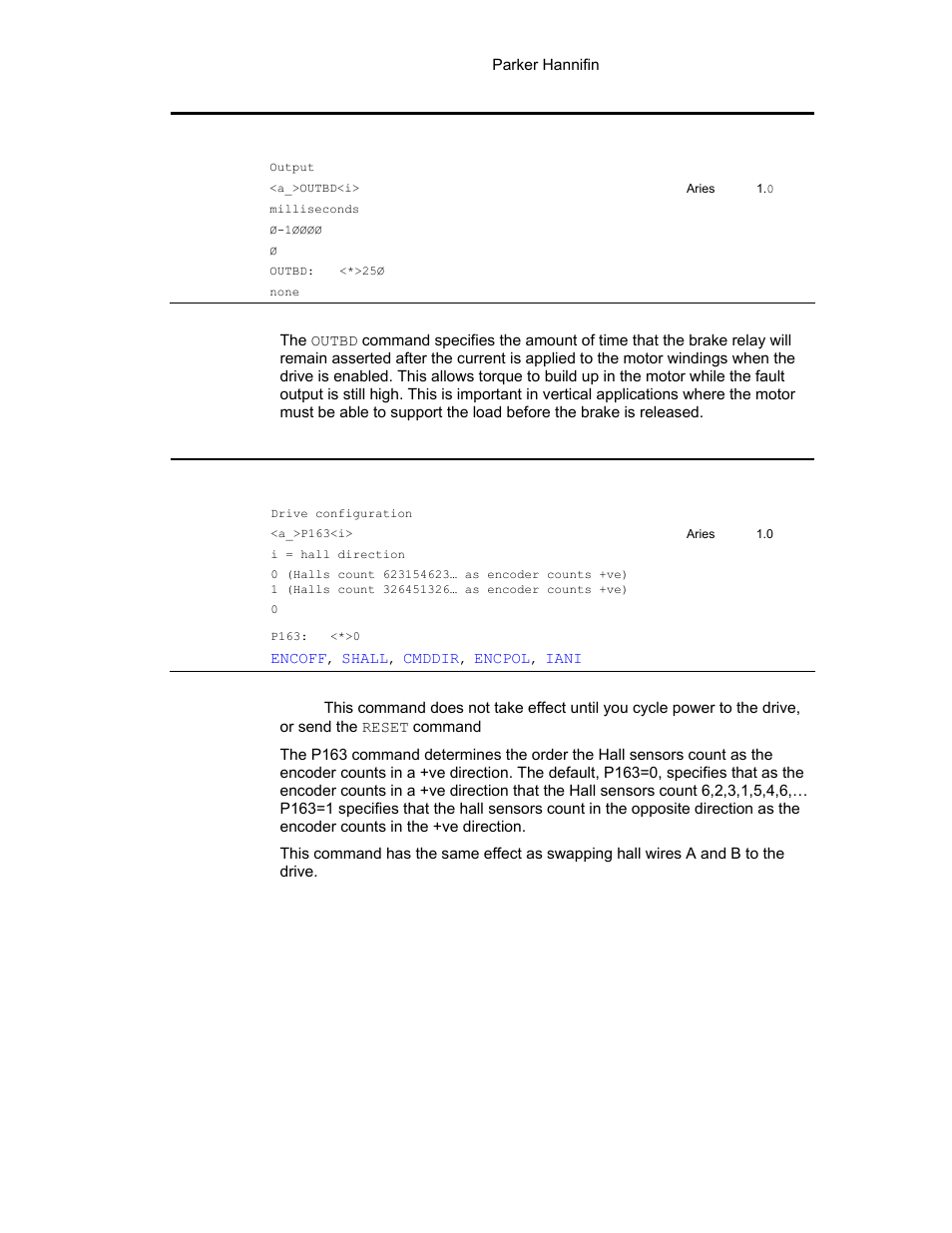 P163, Outbd | Parker Hannifin 88-021610-01G User Manual | Page 137 / 208