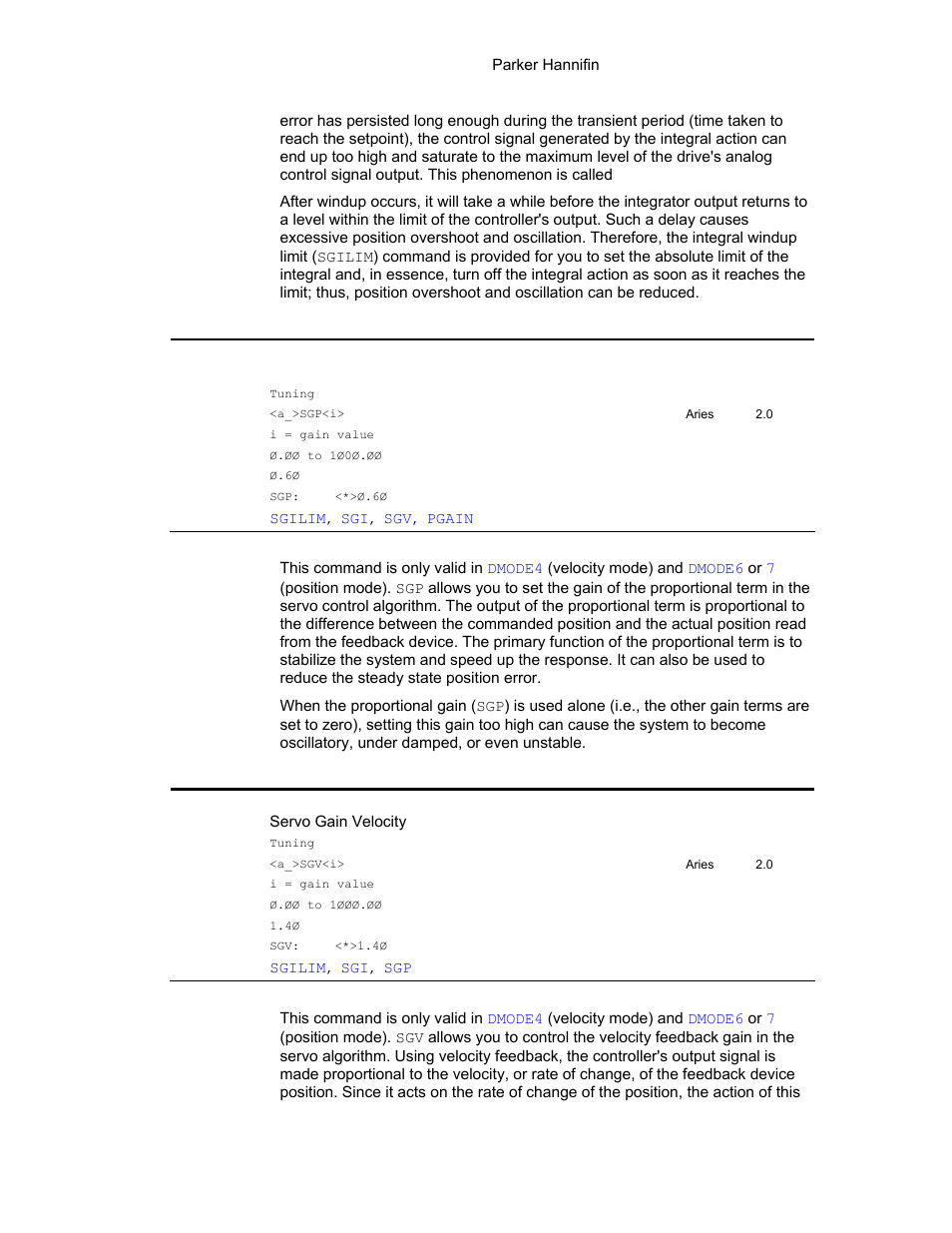 Gain, To .5. as, Sgp until | With sgp, With sgv, To 5, ove, Sgp is, Sgv gain to see if it will, Sgv gain, R the sgv | Parker Hannifin 88-021610-01G User Manual | Page 141 / 208