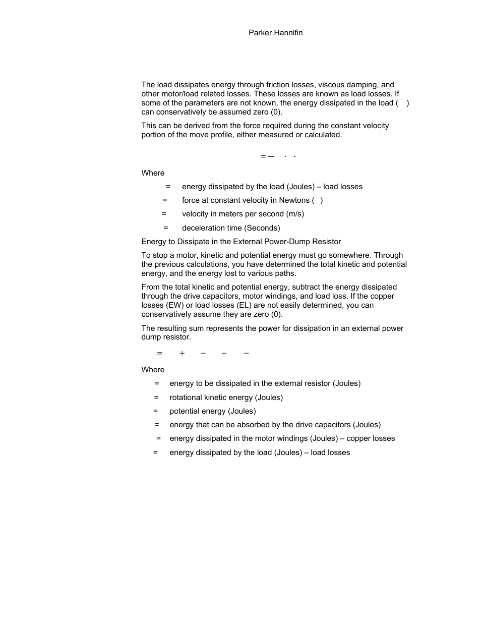 Energy dissipated in load | Parker Hannifin 88-021610-01G User Manual | Page 186 / 208