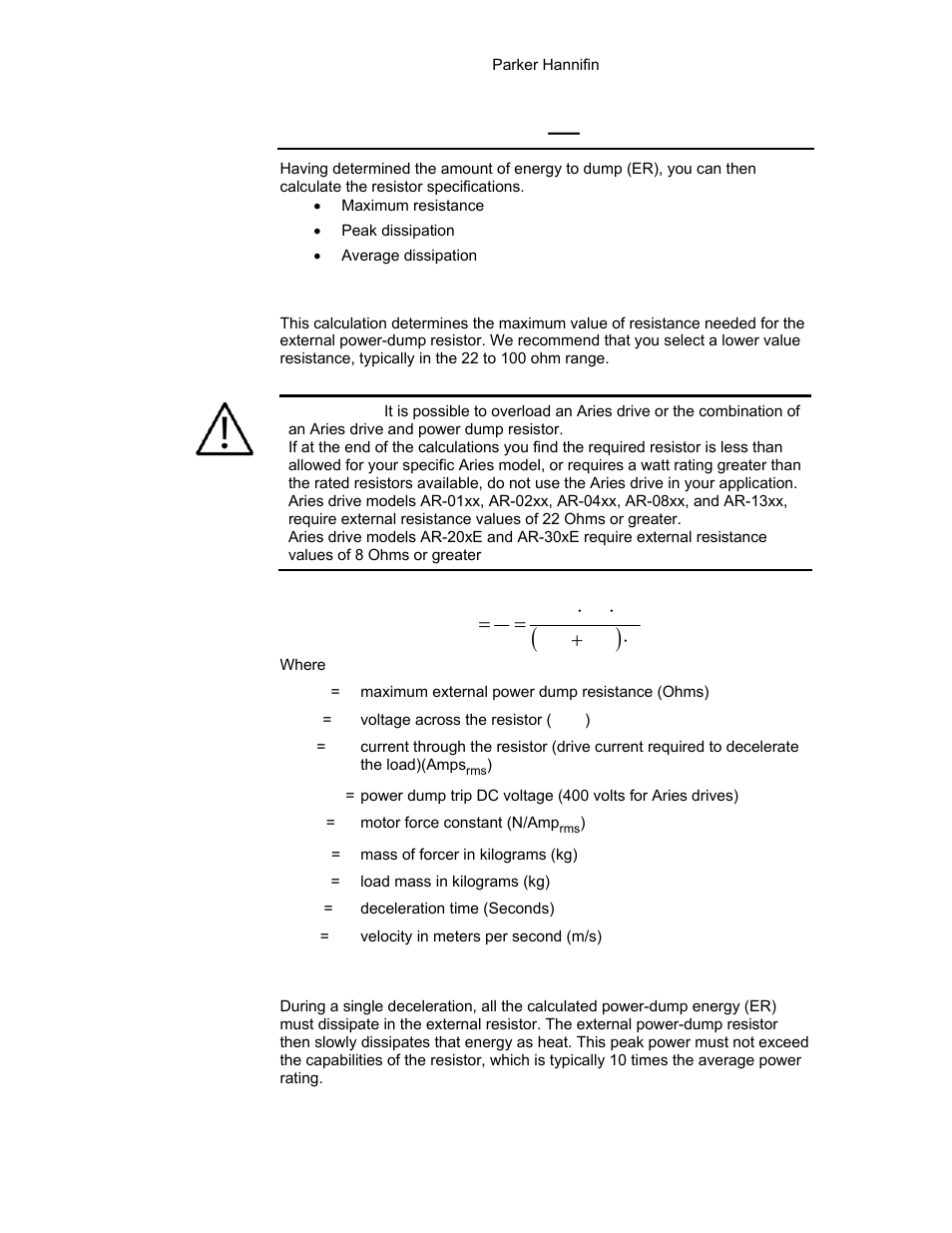 Resistor specifications(linear motors, Resistor specifications, Linear motors | Resistor specifications ⎯ linear motors | Parker Hannifin 88-021610-01G User Manual | Page 187 / 208