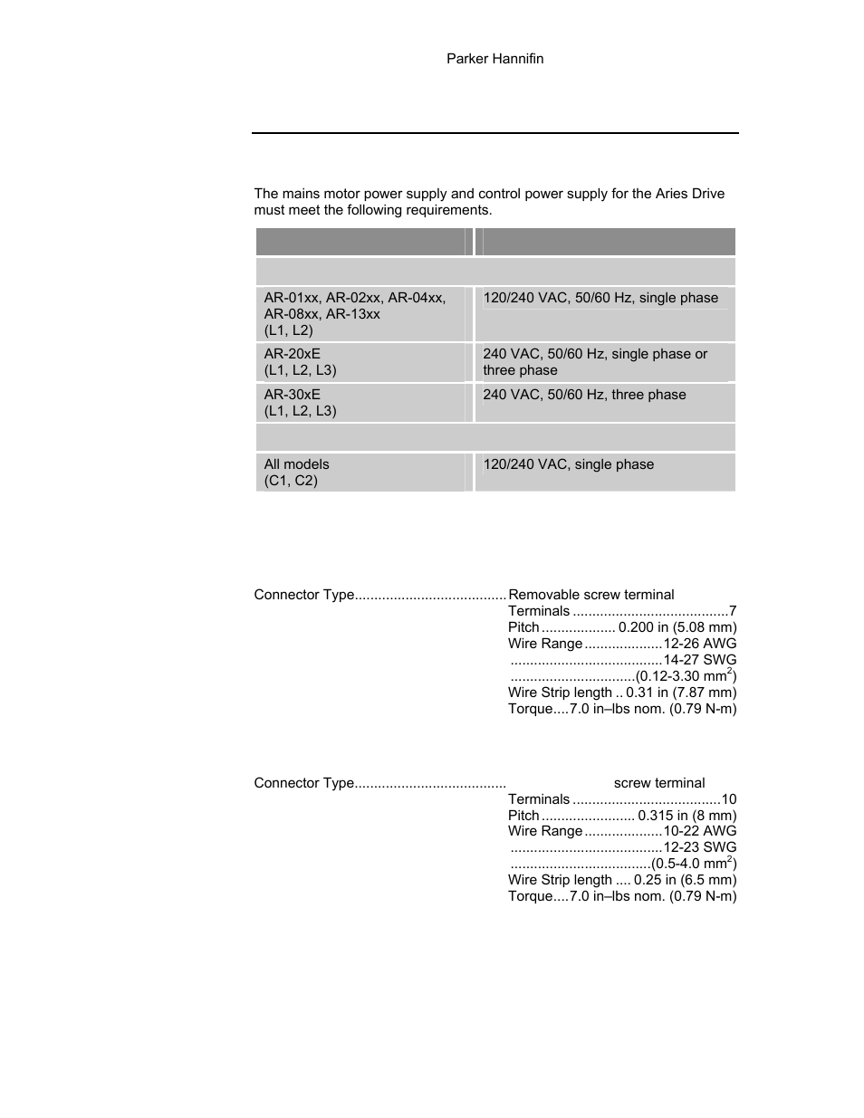 Power supply, Figure 15 input power requirements, Input power | Parker Hannifin 88-021610-01G User Manual | Page 39 / 208