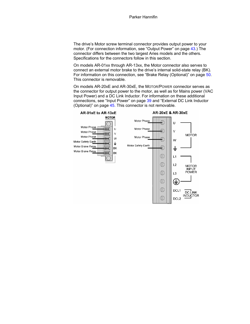 Figure 27 output, Motor, Power connector | Output power connector | Parker Hannifin 88-021610-01G User Manual | Page 59 / 208