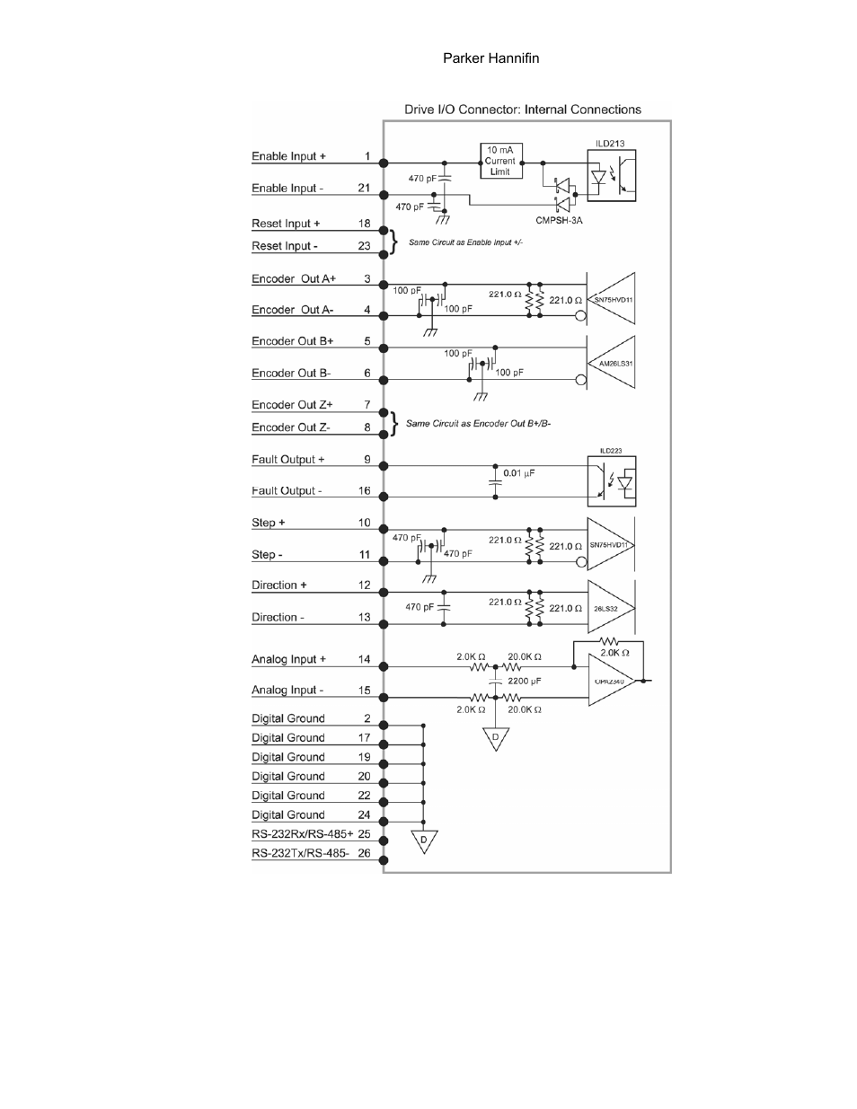 Figure 34, Drive i, Connector, internal circuit diagram | Figure 34); or, ma | Parker Hannifin 88-021610-01G User Manual | Page 68 / 208