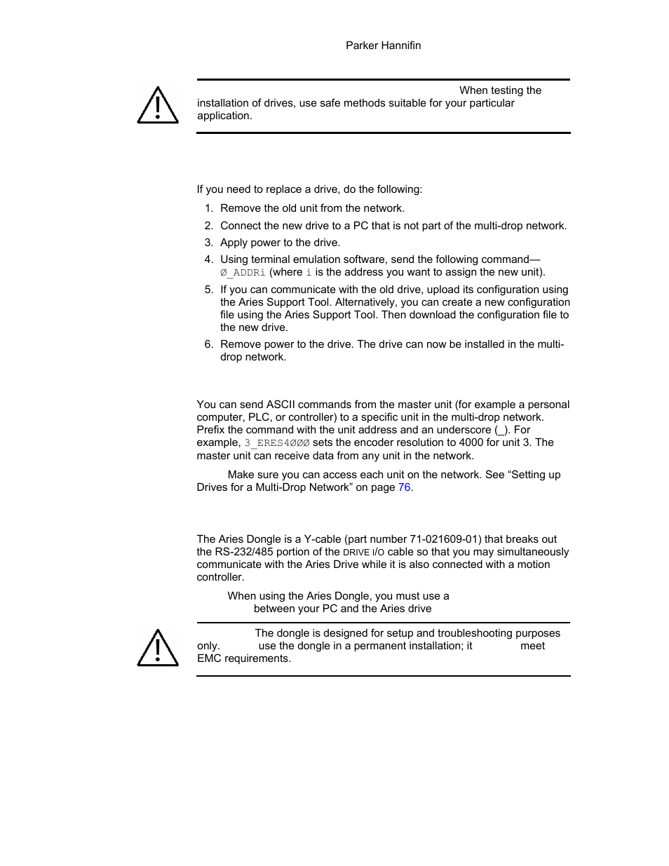 Rs-232/485 dongle for communications setup | Parker Hannifin 88-021610-01G User Manual | Page 77 / 208