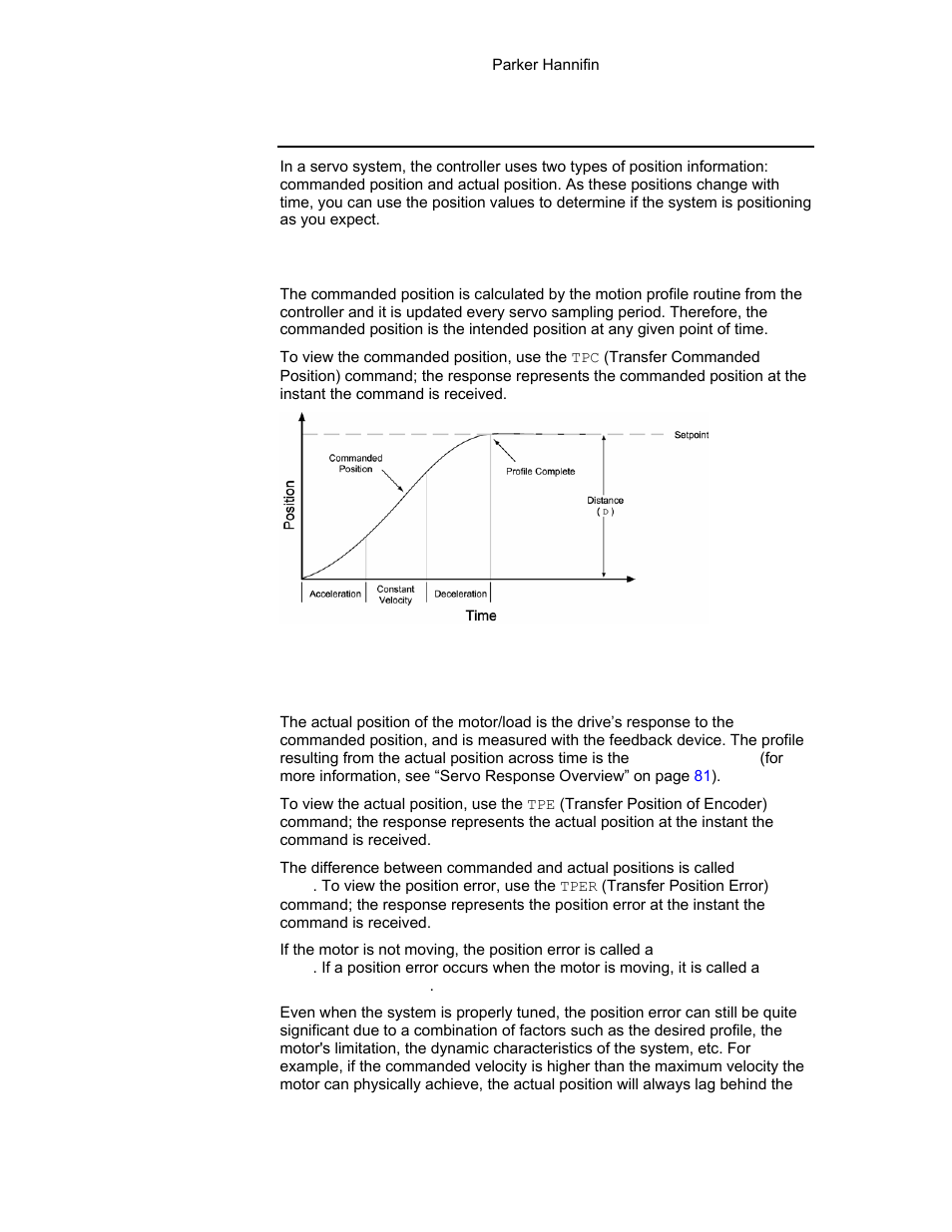 Position variable overview, Figure 38 commanded position, Commanded position | Actual position | Parker Hannifin 88-021610-01G User Manual | Page 80 / 208