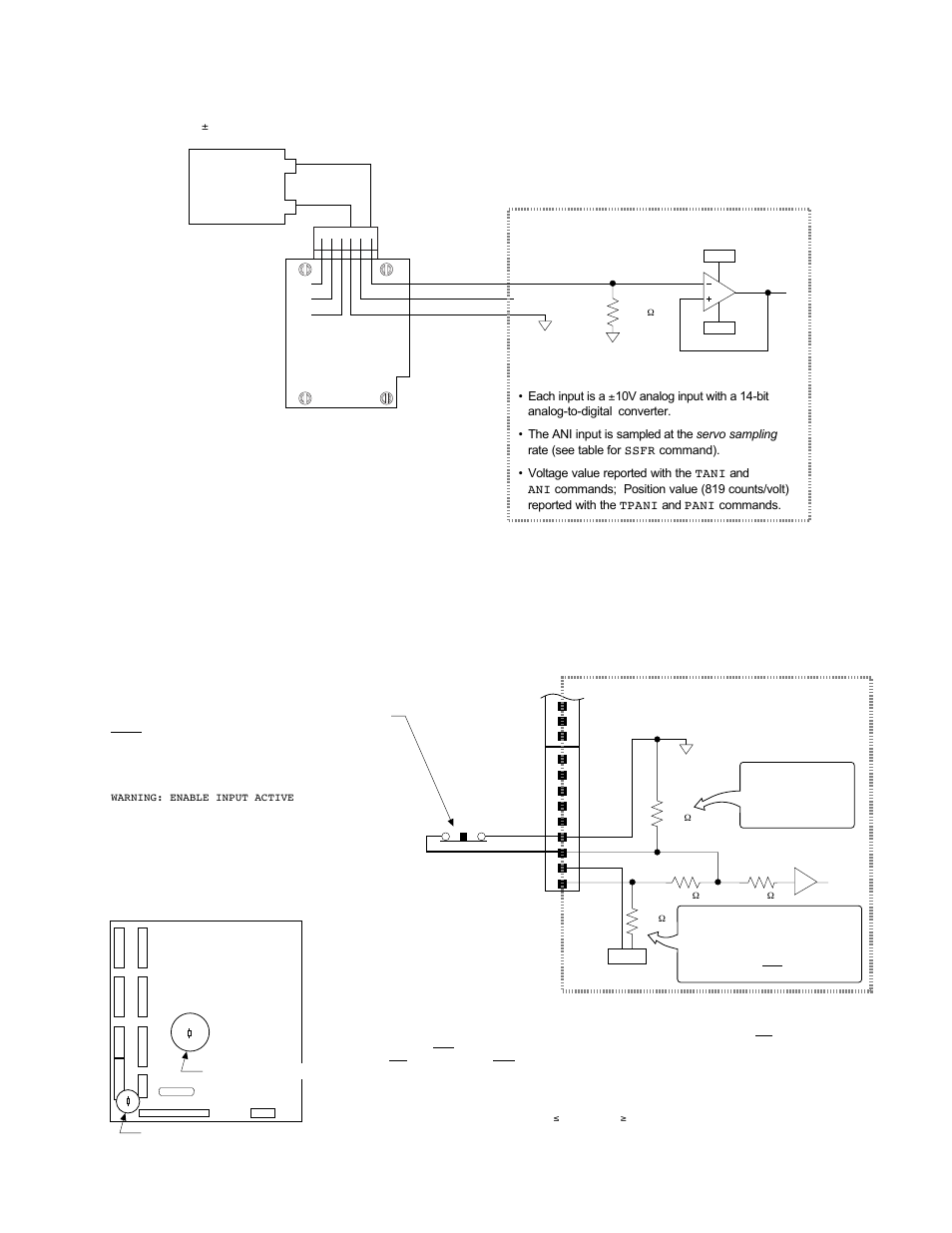 Ani analog input, Enable (enbl) input, Enable (enbl) input — emergency stop switch | Chapter 1. installation, Aux connector, Oem6250 | Parker Hannifin SERVO CONTROLLER OEM6250 User Manual | Page 17 / 61