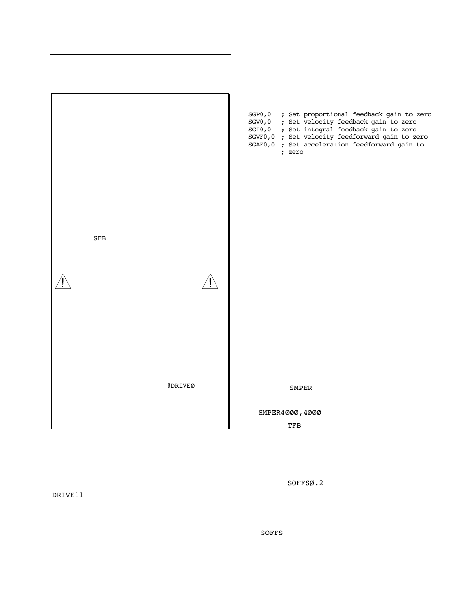 Tuning setup procedure, Warning, Before you set up for tuning | Parker Hannifin SERVO CONTROLLER OEM6250 User Manual | Page 45 / 61