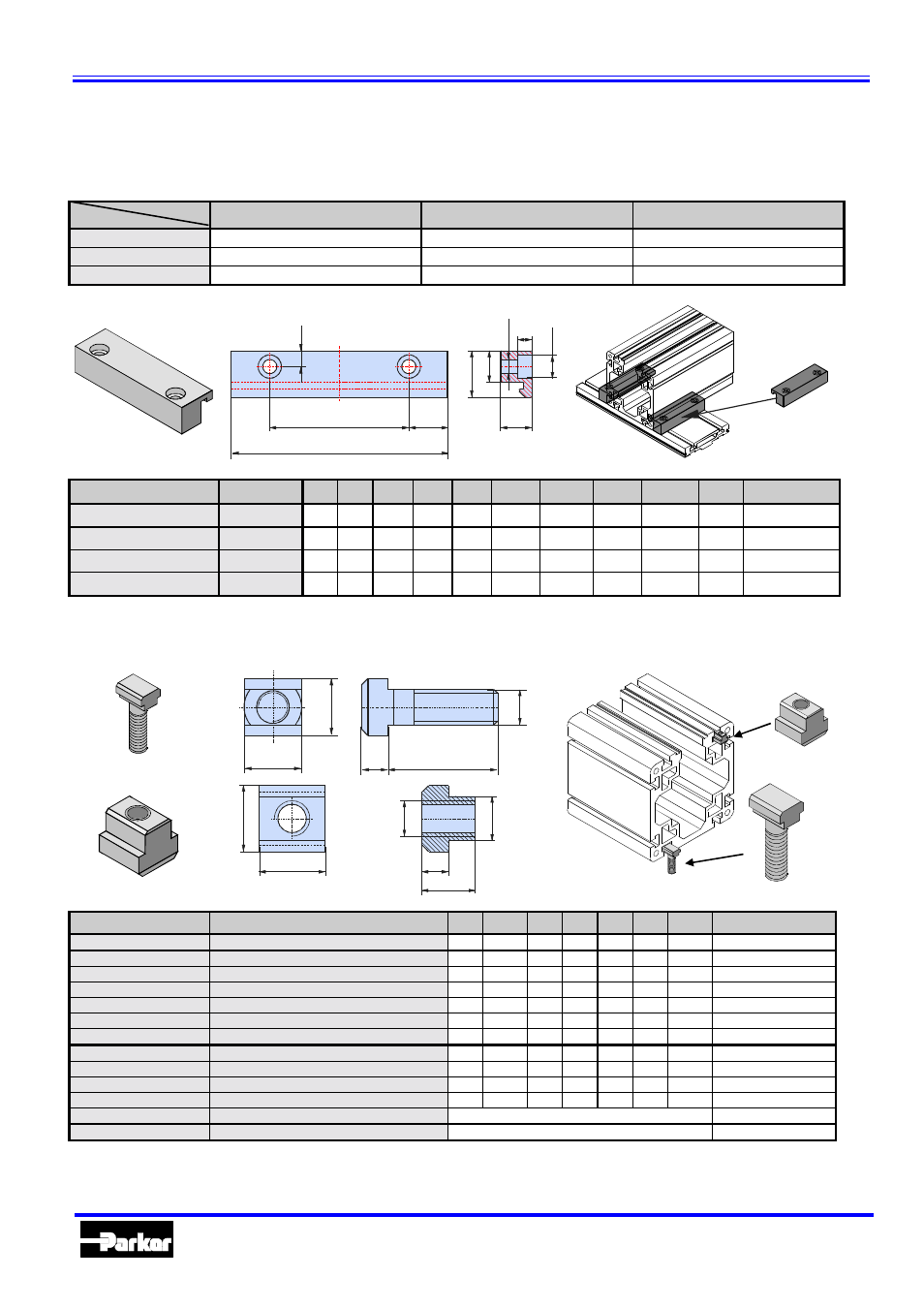 Accessories for hle and hlez, Clamping profile, T-nuts and bolts | Automation | Parker Hannifin 192-510011N7 User Manual | Page 26 / 36