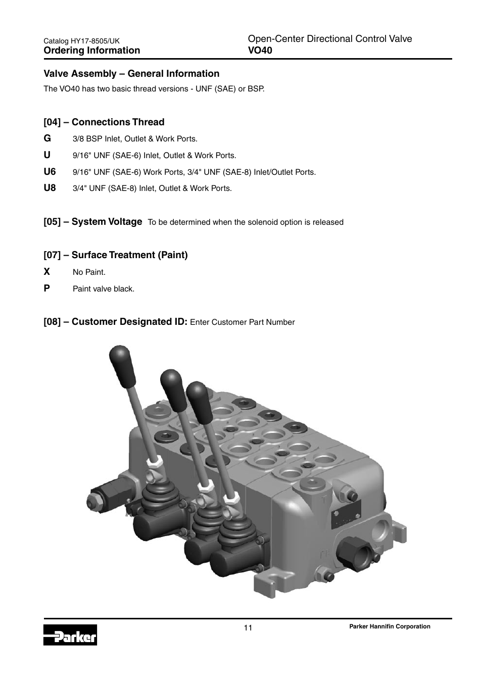 Valve assembly – general information, General valve assembly | Parker Hannifin VO40 User Manual | Page 15 / 28