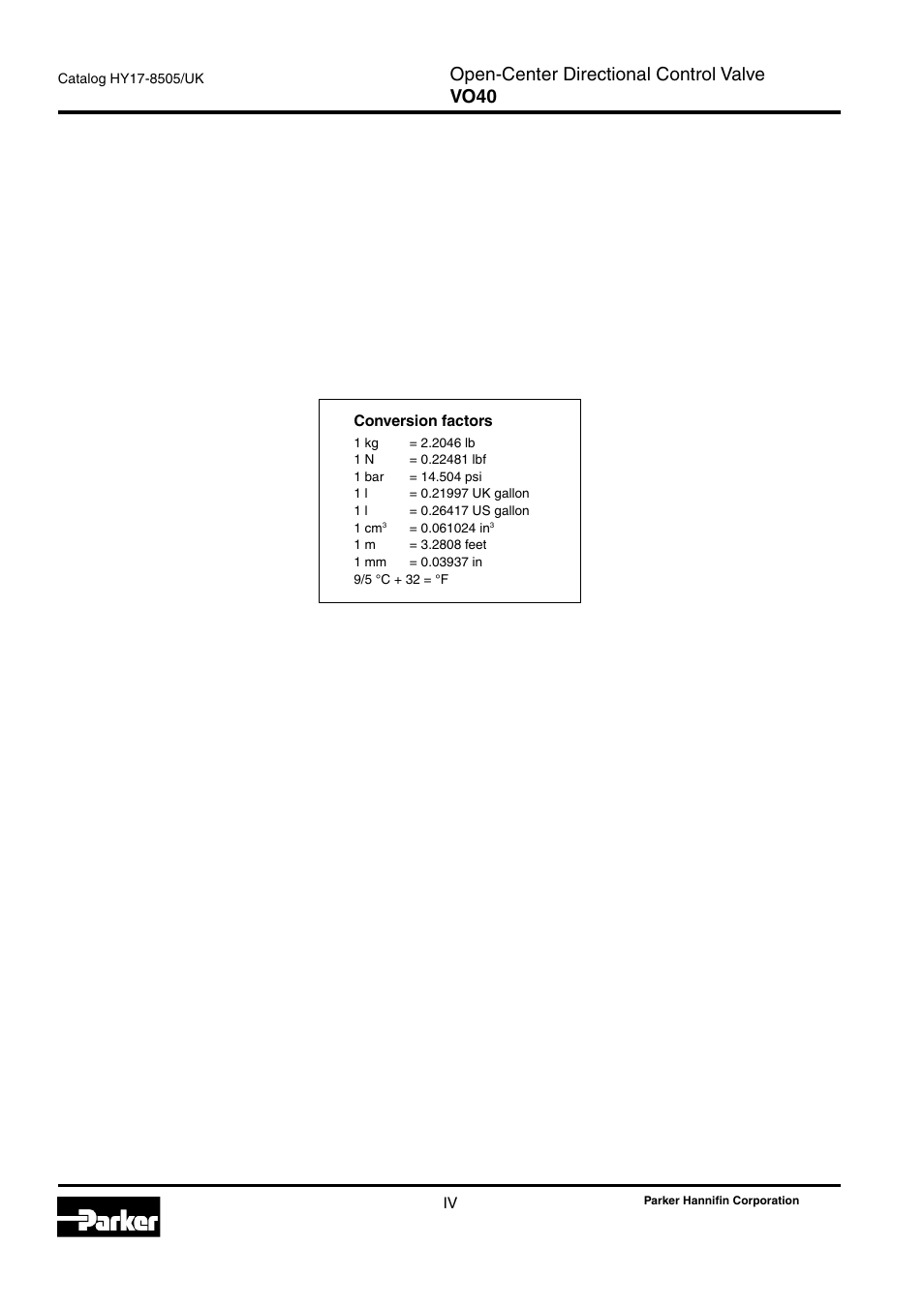 Open-center directional control valve vo40 | Parker Hannifin VO40 User Manual | Page 4 / 28