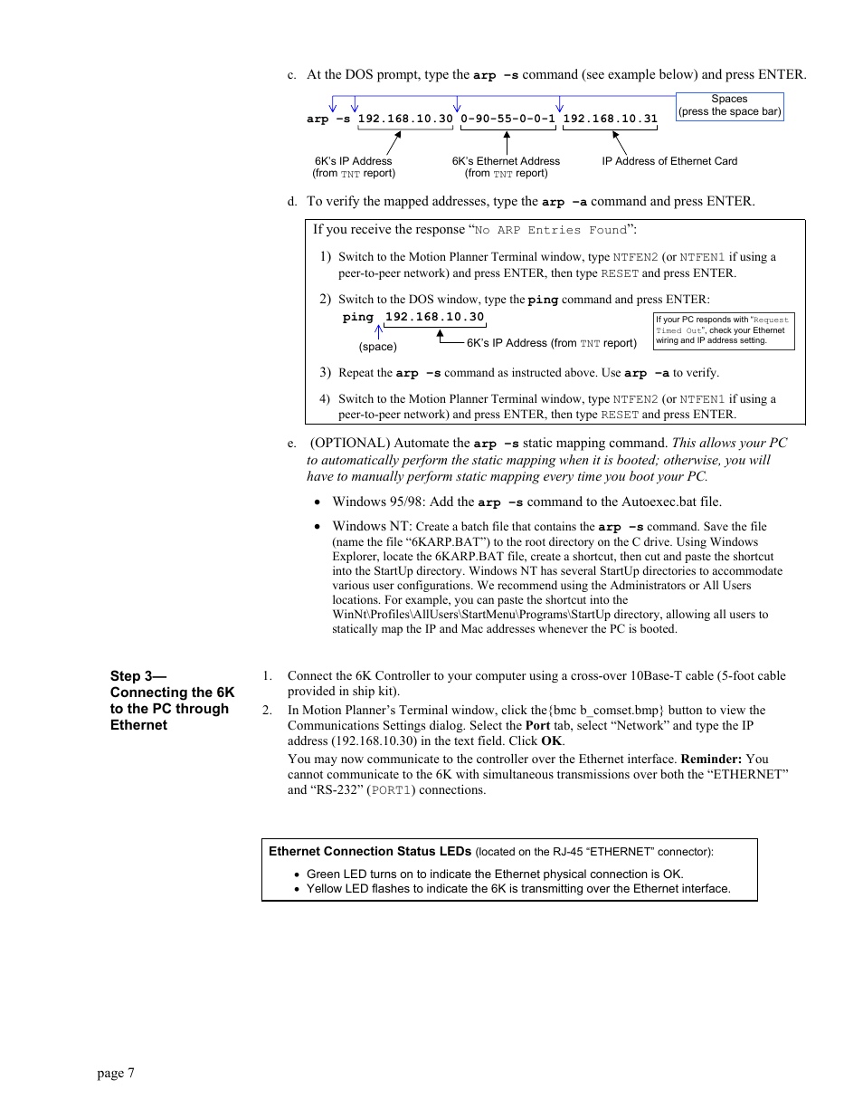 Step 3—connecting the 6k to the pc through ethern | Parker Hannifin GEM6K User Manual | Page 11 / 47